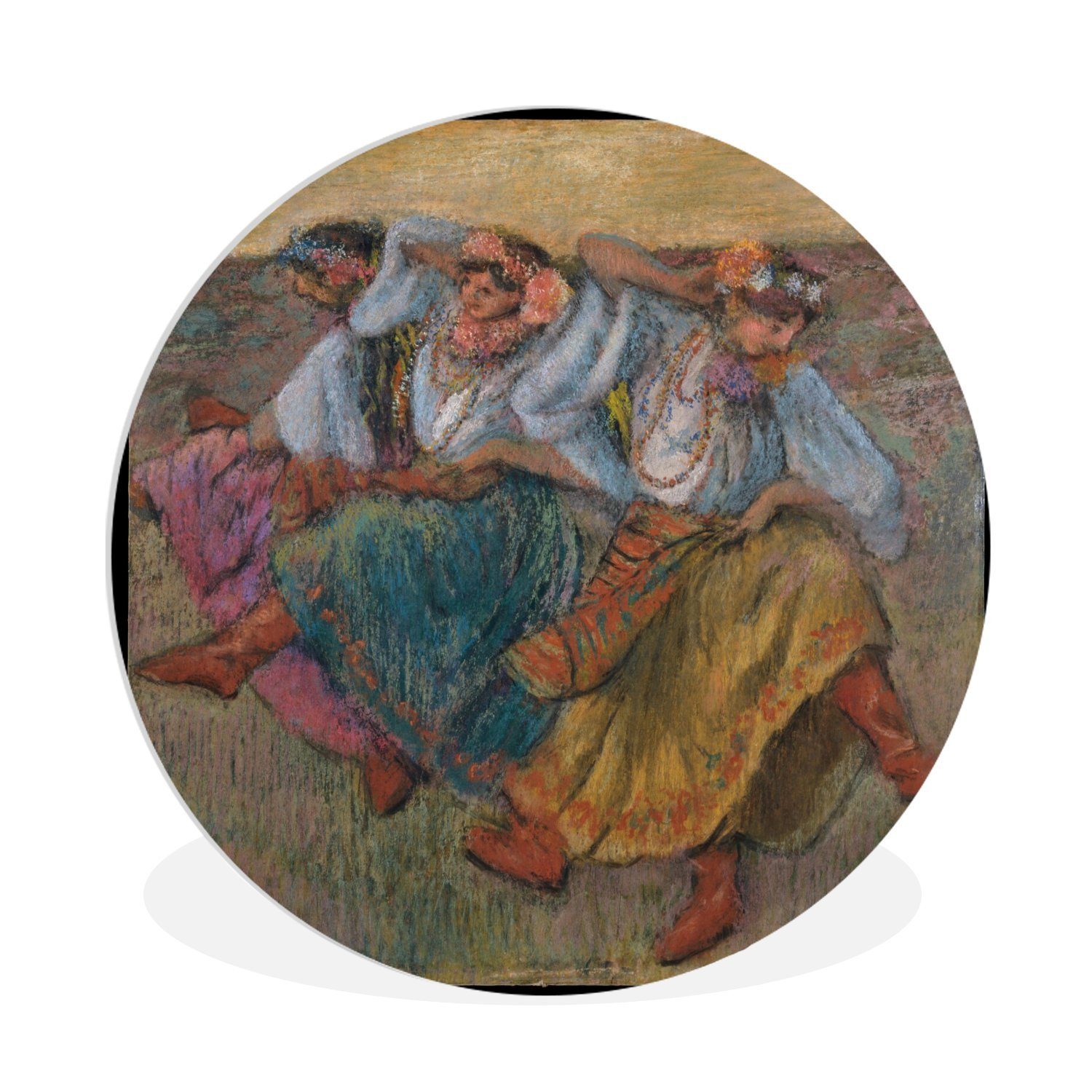 MuchoWow Gemälde Russische Tänzerinnen - Gemälde von Edgar Degas, (1 St), Kreis Wanddekoration Forex, Rundes Wandbild, Wohnzimmer, 30x30 cm