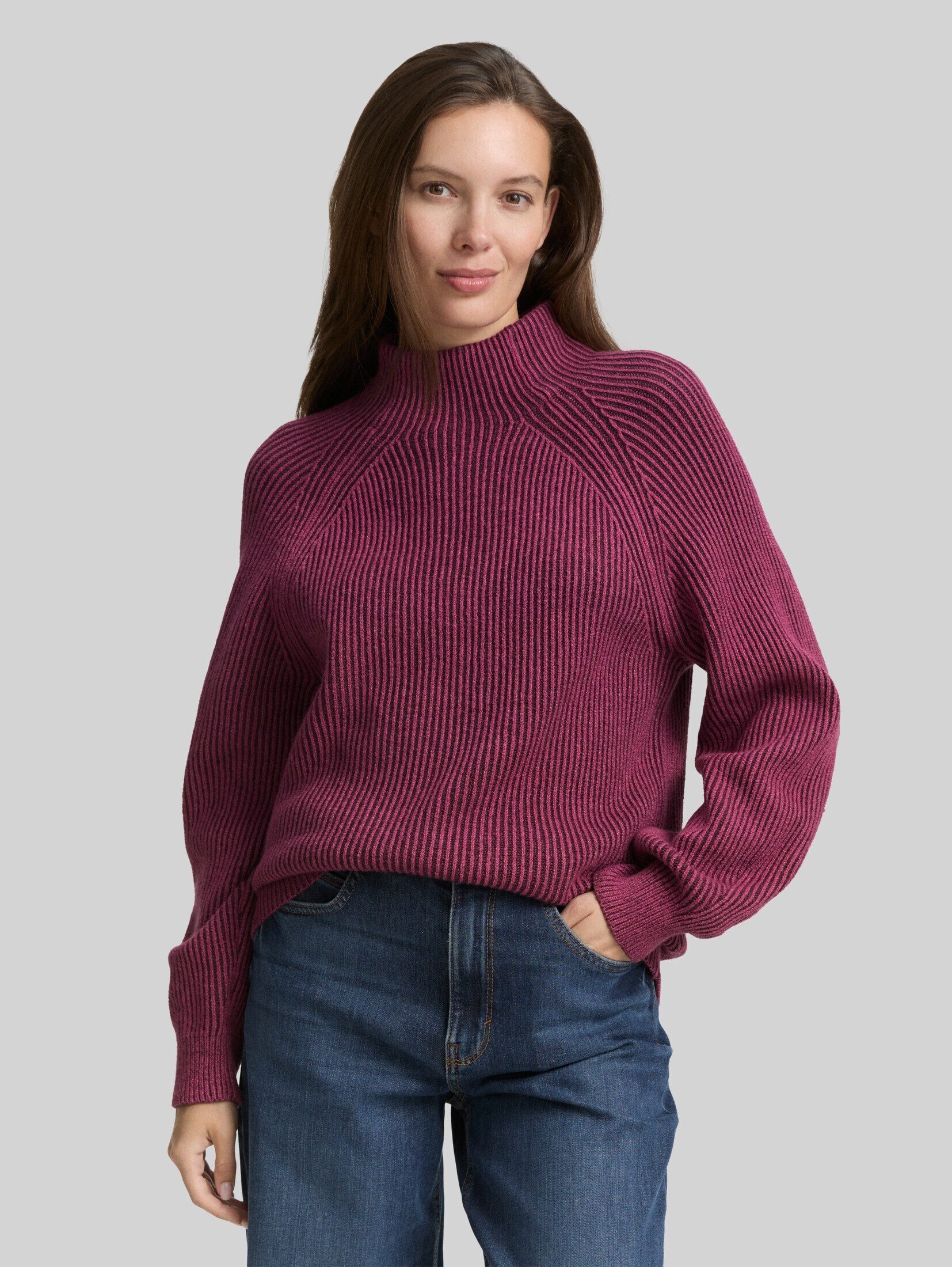 TOM TAILOR Strickpullover Pullover & Strickjacken Loose Fit Strickpullover mit Stehkragen