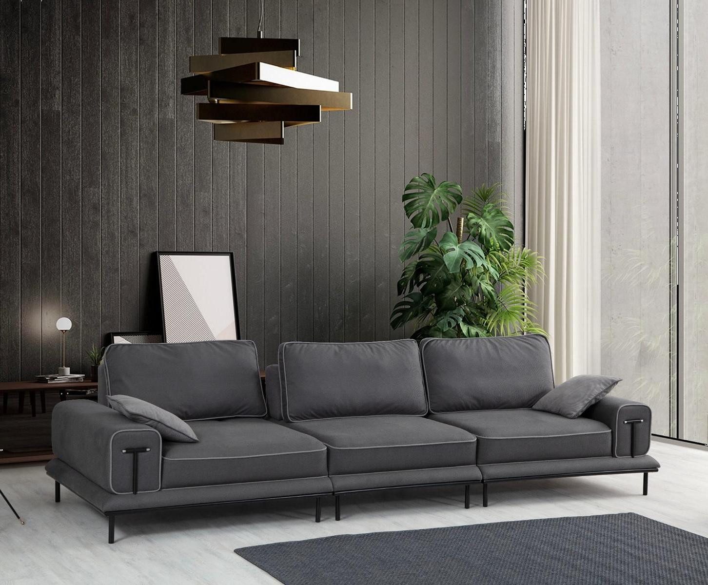 4-Sitzer Luxuriöses Viersitzer-Sofa in modernem Grauton für das Wohnzimmer -