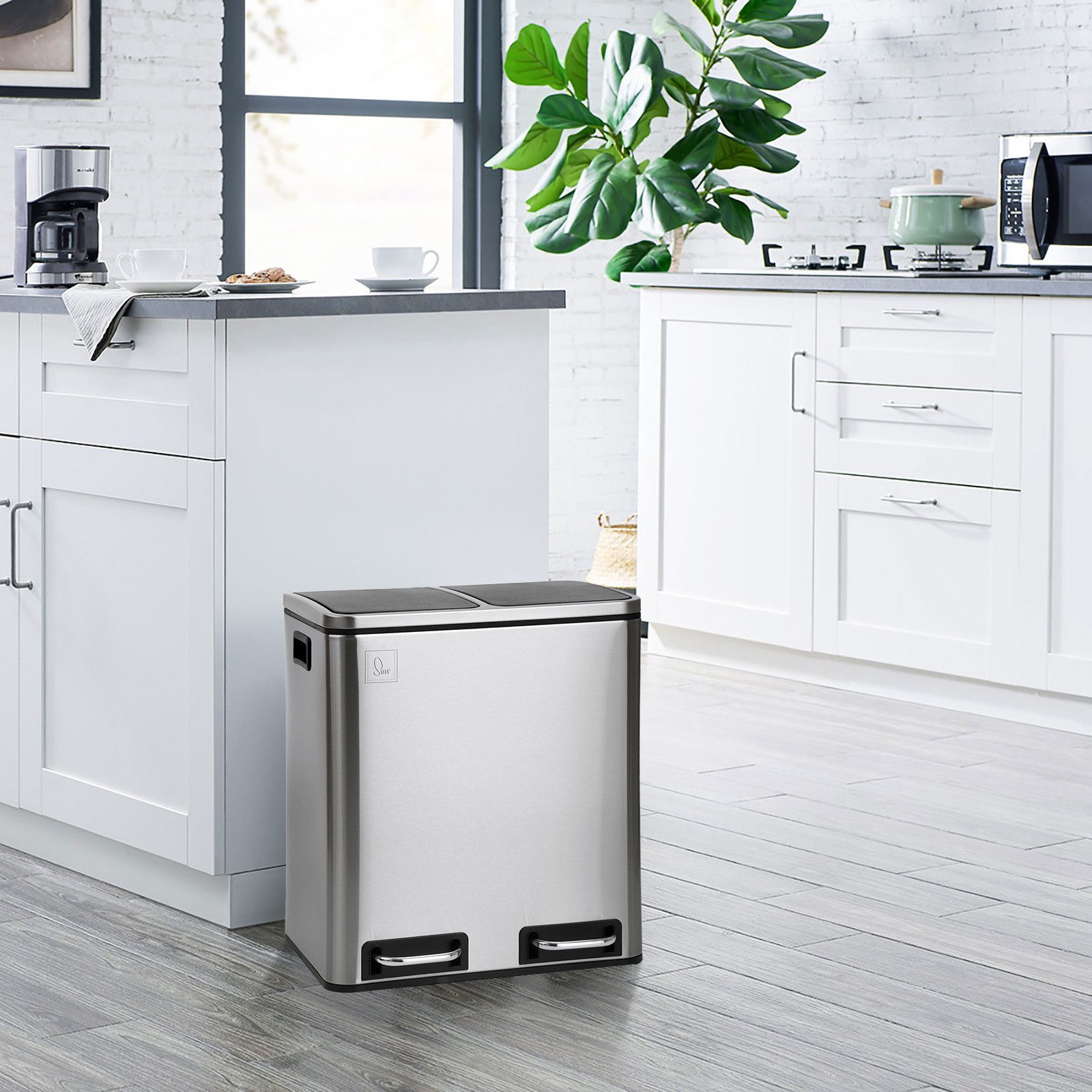 SVITA Mülltrennsystem, Tretmülleimer 2x 15L Edelstahl