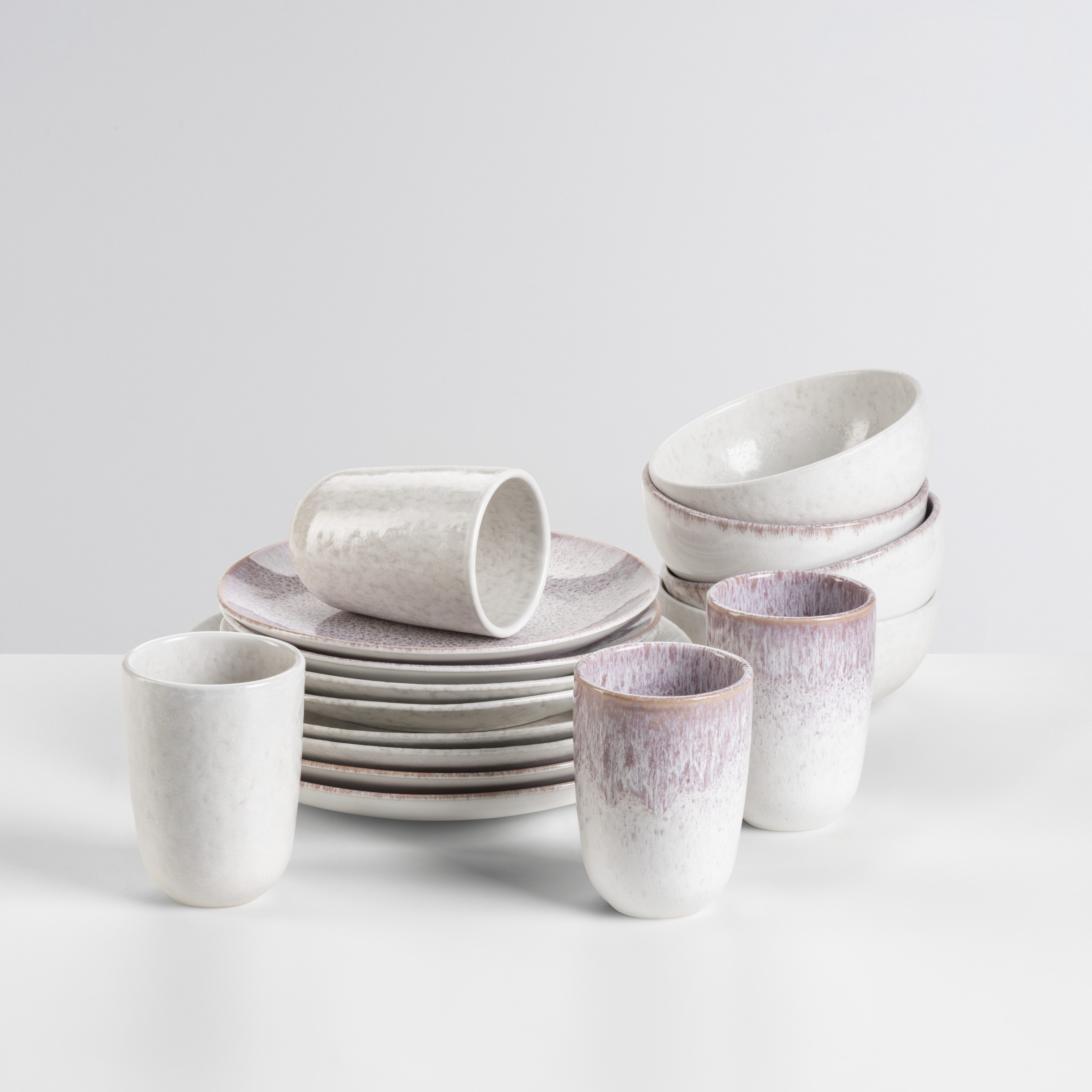 Gipfelstück Kombiservice Geschirr-Set, Service Alpenwiese (16-tlg), 4 Personen, Steinzeug, jedes Teil ein Unikat