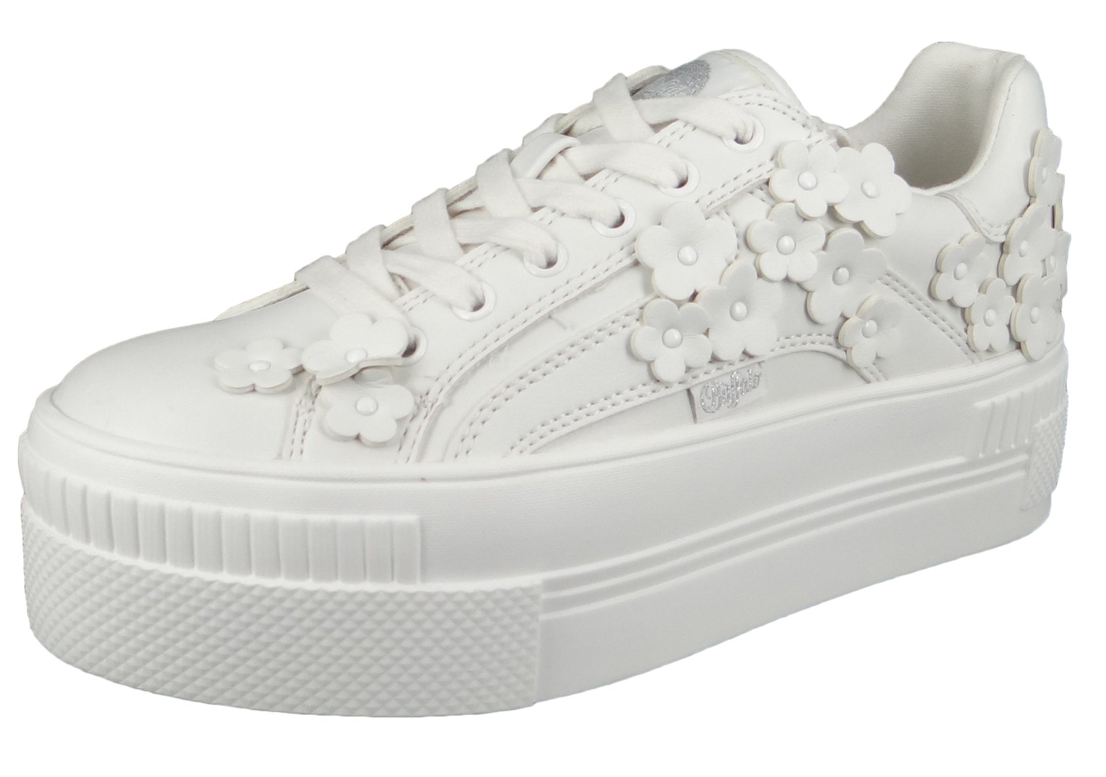 Buffalo Damen Sneaker BATTER STILL – Low-Top Mit 5 Cm Blockabsatz | Synthetik-Obermaterial & Gummisohle | Bequeme Freizeitschuhe