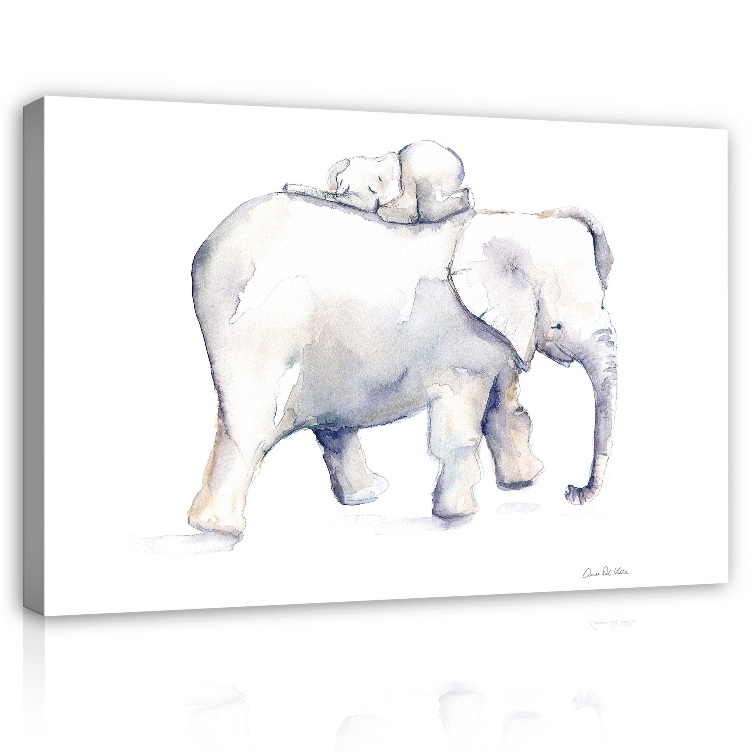 Wallarena Leinwandbild Kinderzimmer Tiere Elefant Mädchen Wandbild Wand Deko Leinwandbilder, Elefant - Tiere (Einteilig, 1 St), Leinwand Изображения Kinderzimmer Kinder Wandbilder Leinwandbilder