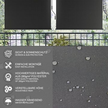 OK-Living Senkrechtmarkise Sonnenschutzrollo Seitenmarkise Anthrazit 250x120 cm