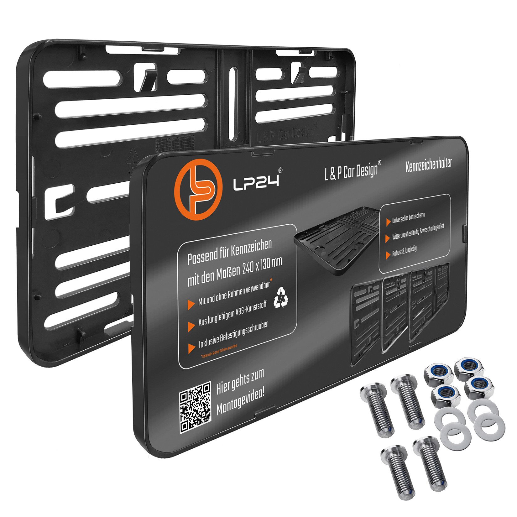 L & P Car Design Kennzeichenhalter für Leichtkraftrad 240x130 mm Rahmenlos Kennzeichenhalterung, (1 Stück)