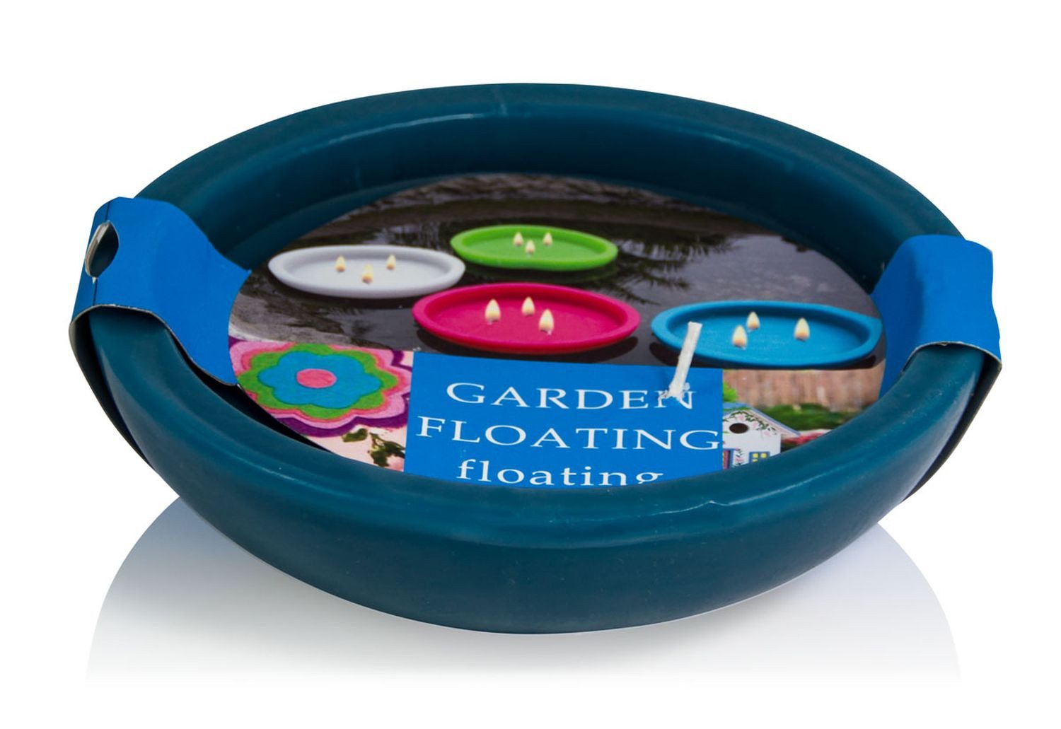 INNA-Glas Schwimmkerze Outdoor Schwimmkerze NEREA, 3-Docht, azurblau, 4,5 cm, Ø15,8 cm, 5,5h