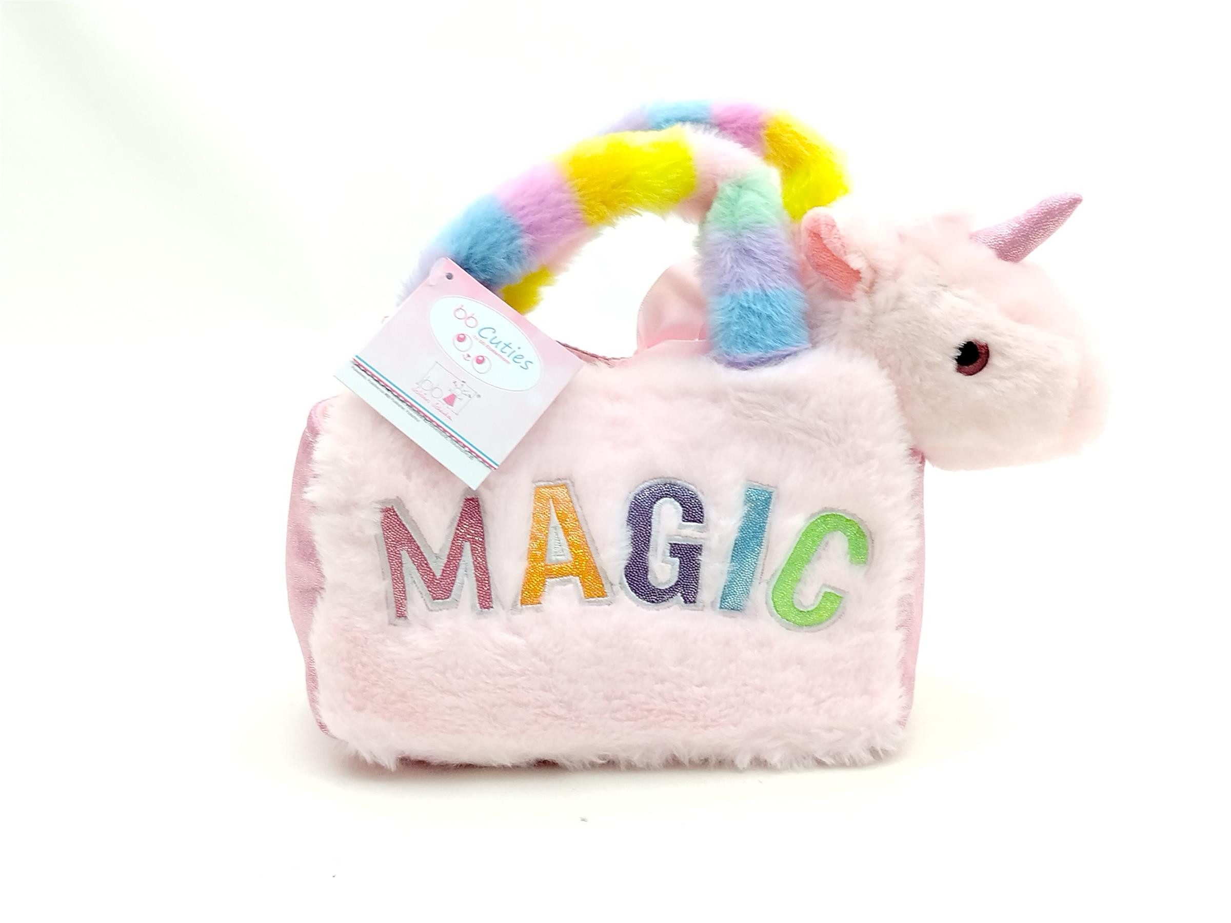 bb Klostermann Kindergartentasche Rosa/bunte Plüschtasche „Magic“ mit rosa Plüsch-Einhorn