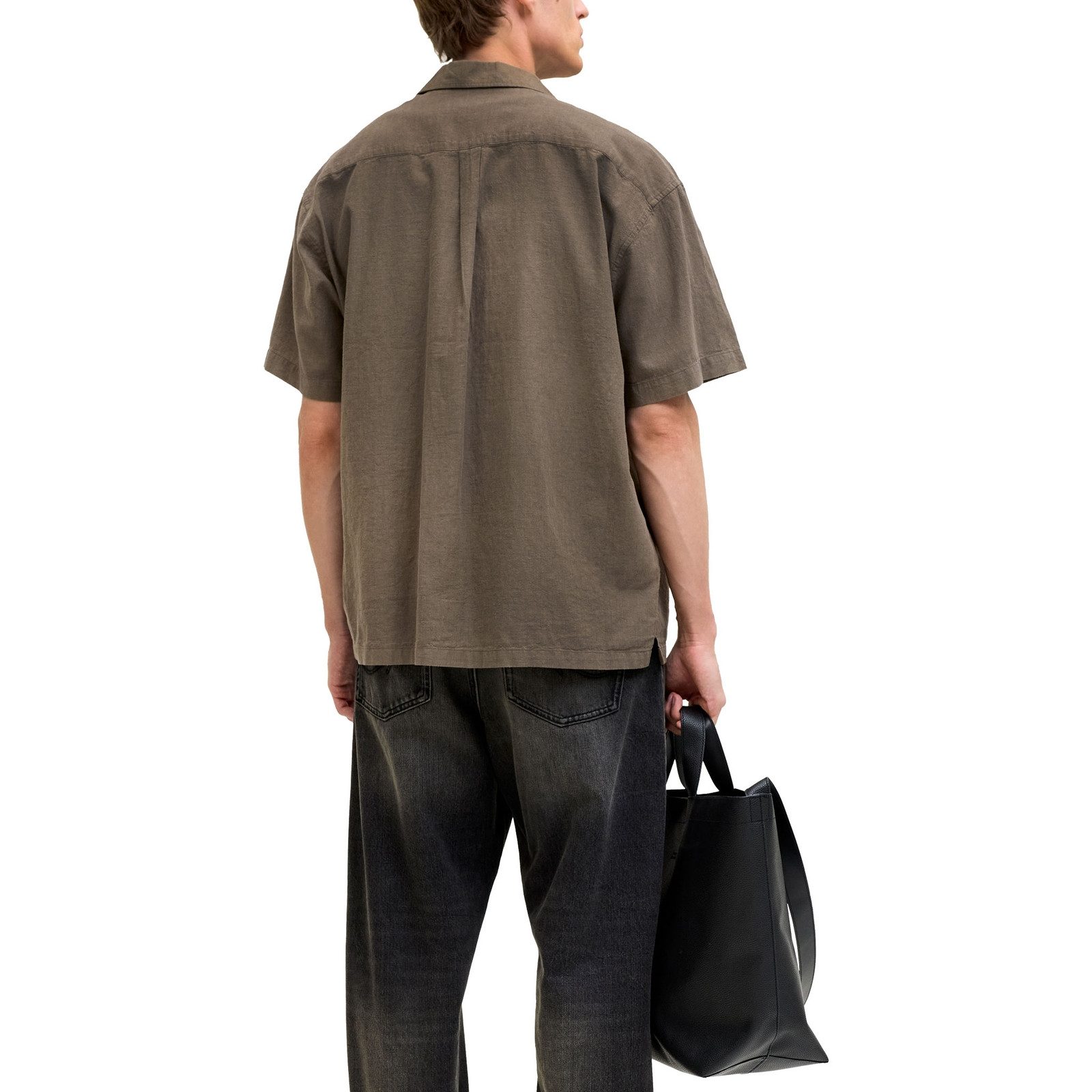 Jack & Jones Kurzarmhemd Summer Linen Blend Resort Shirt mit dezentem Strukturmuster – Bild 3 von 5