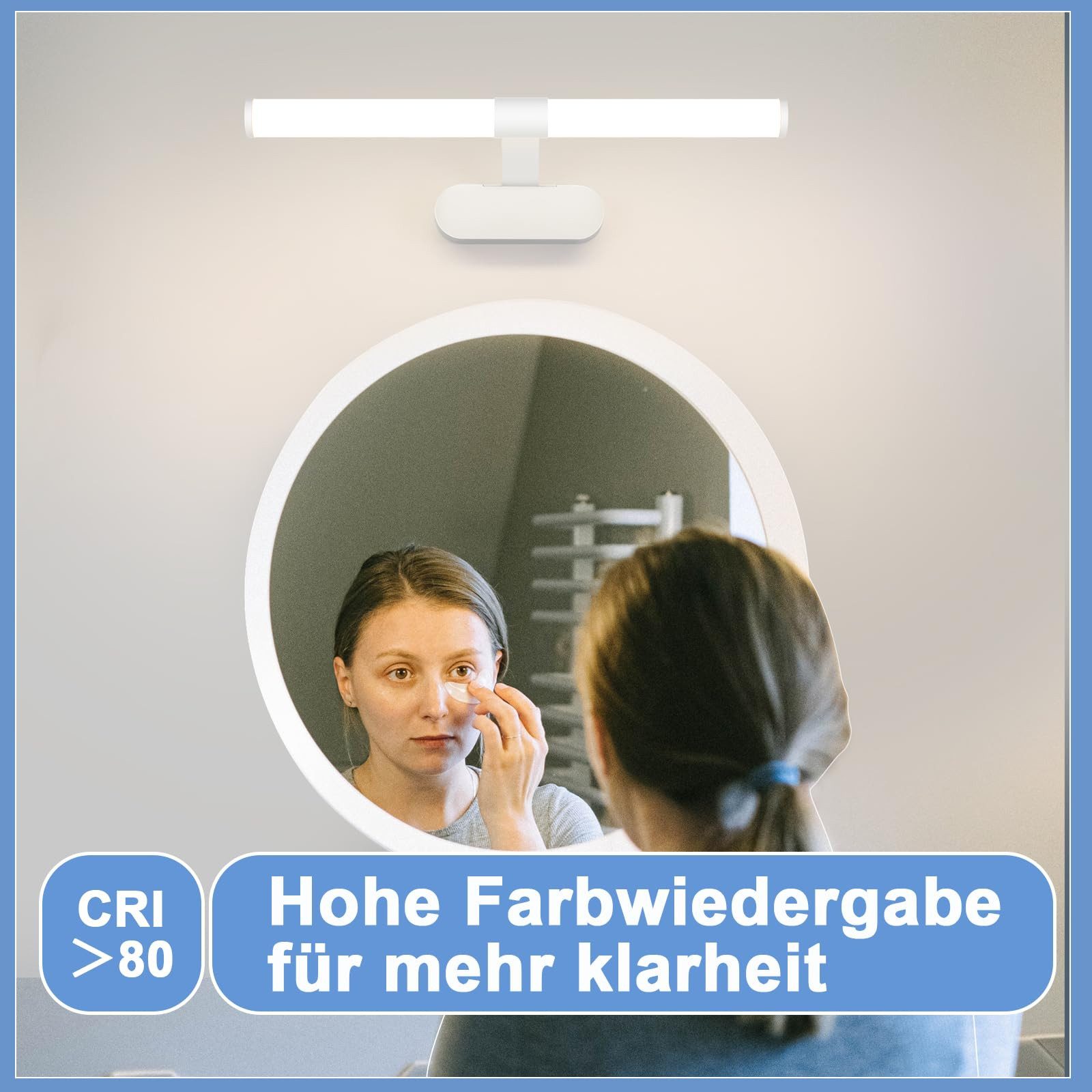 Nettlife LED Spiegelleuchte Zimmer 4000K Spiegellampe Schwarz/Weiß, LED fest integriert, Neutralweiß, Geeignet für – Bild 5 von 5