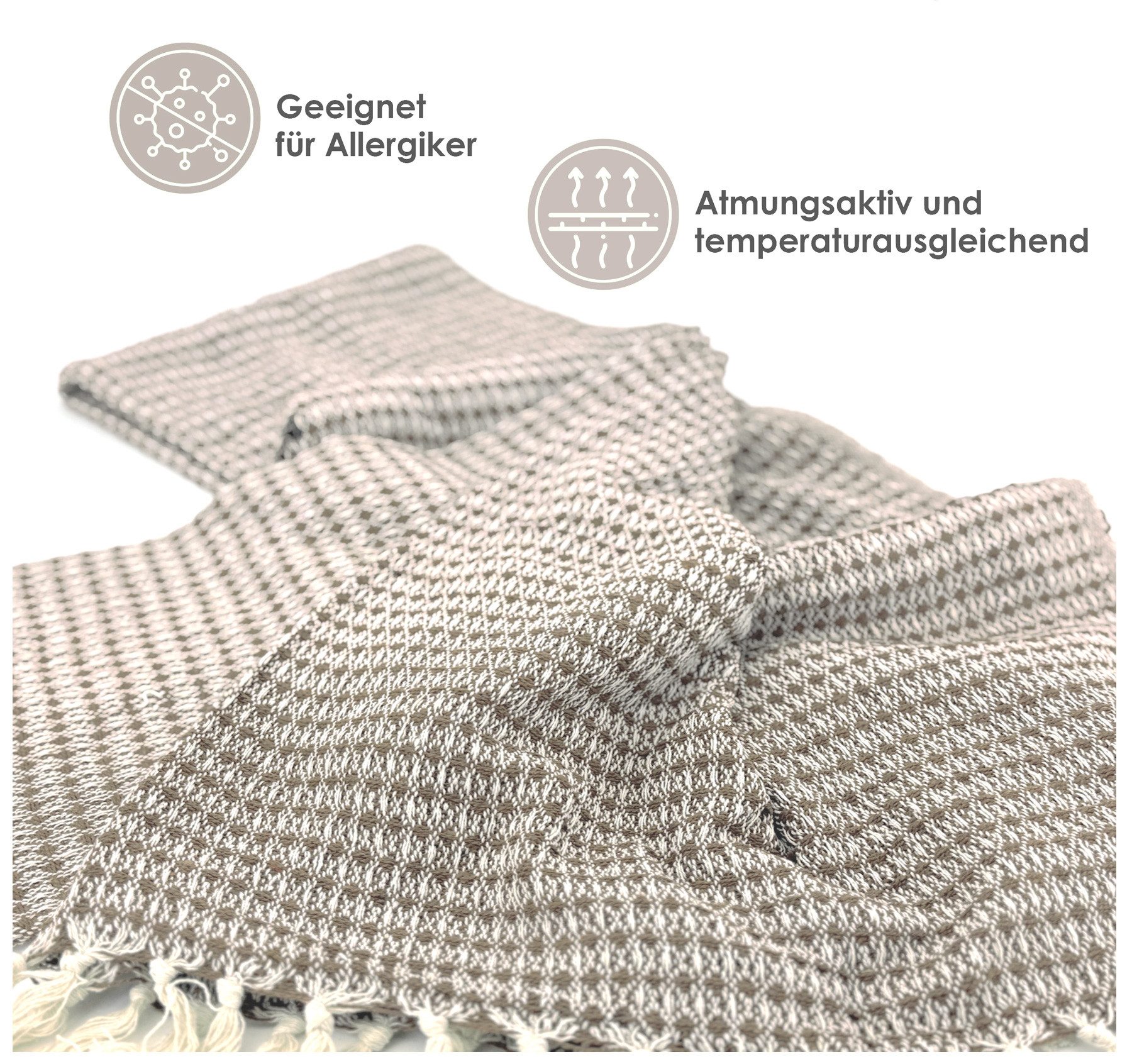 Wohndecke Strick Kuscheldecke Wolldecke Sofadecke 180x130 cm, heimtexland, Fransen Strickdecke Boho I 100% BW I weich, warm, natürlich – Bild 4 von 5