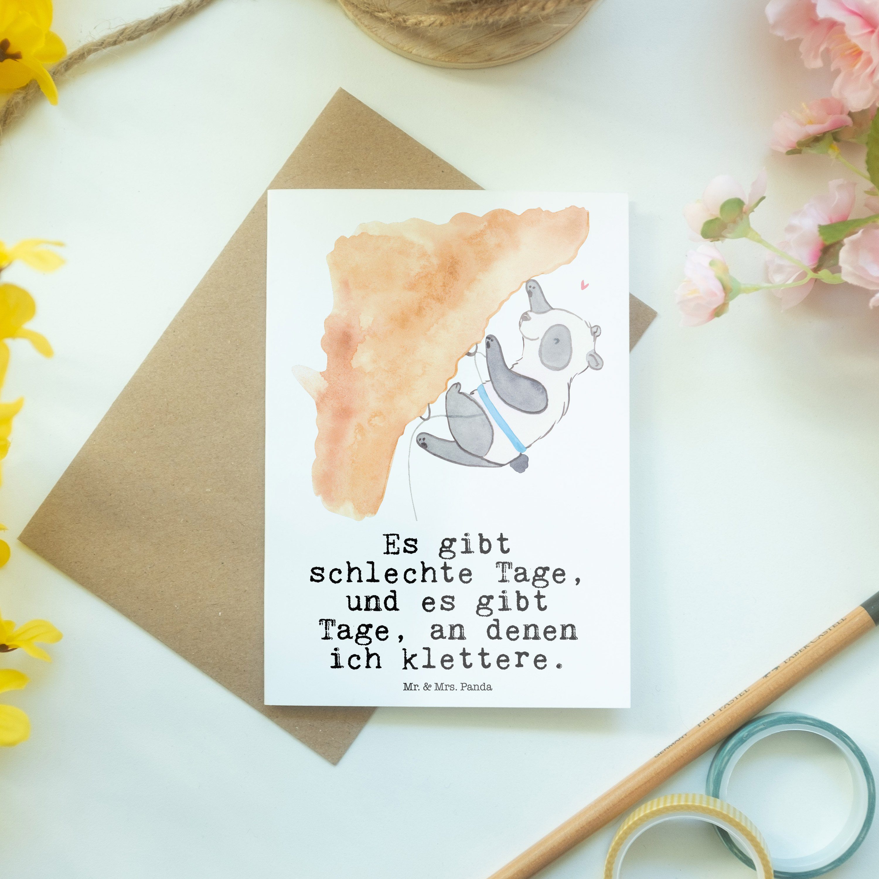 Mr. & Mrs. Panda Klettern Geschenk, - Grußkarte Panda - Hochzeitskarte, Einladungskart Weiß Tage
