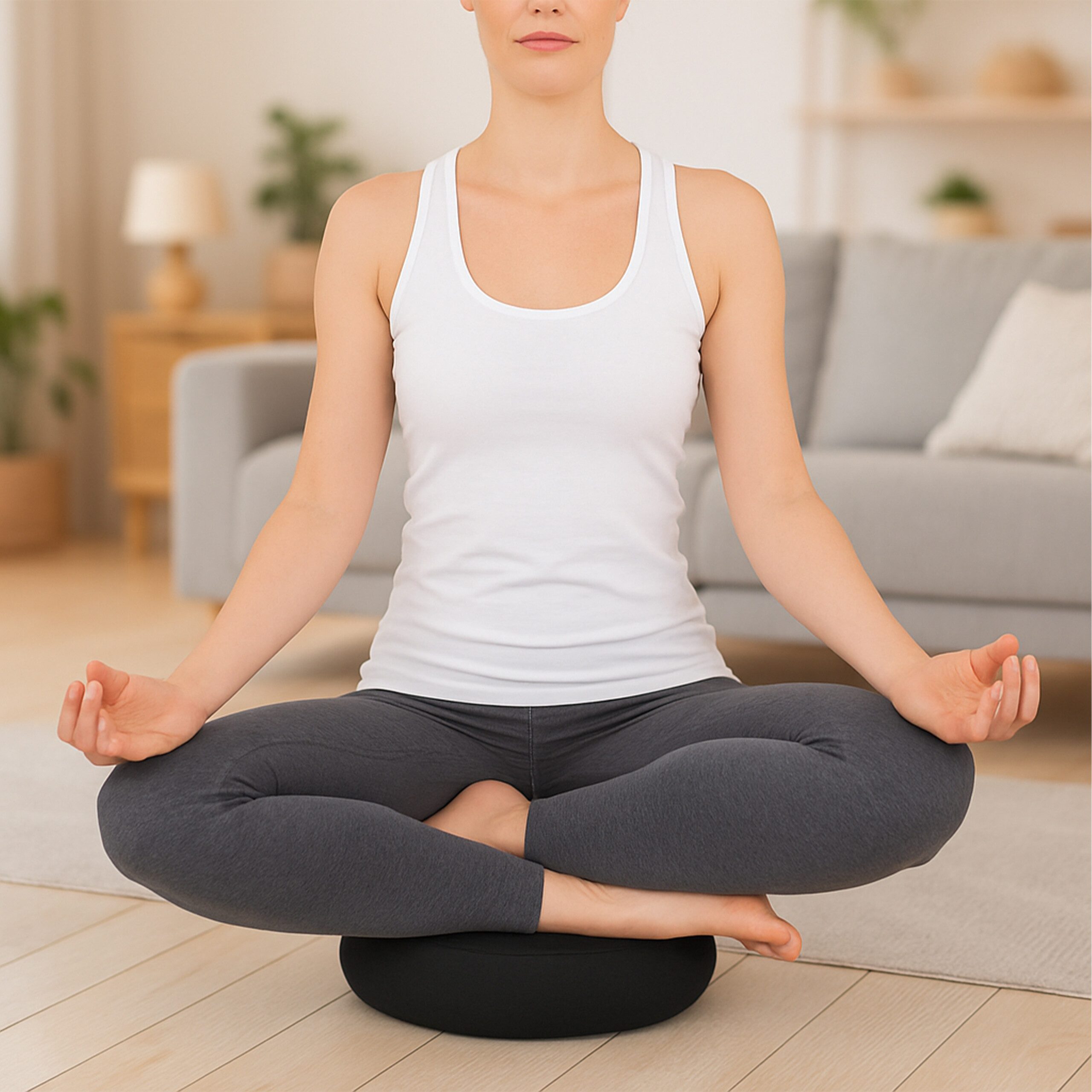 relaxdays Yogakissen Meditationskissen Yoga, schwarz