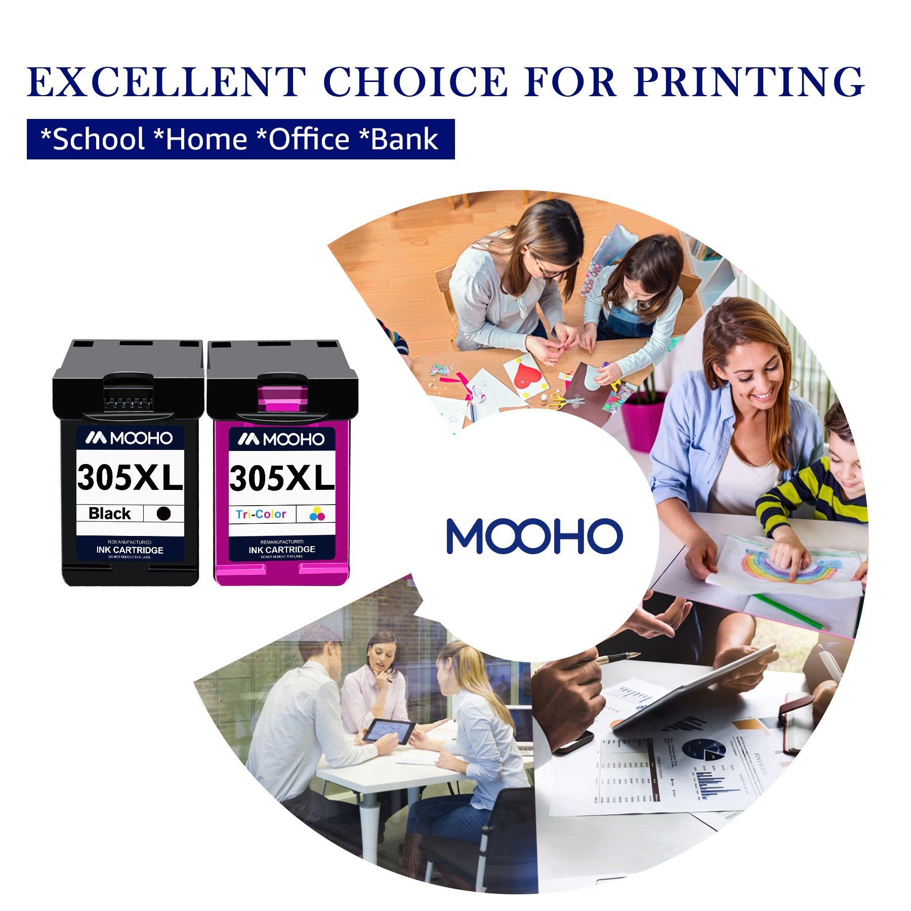 MOOHO 305 XL für 4110) (DeskJet 4100 Tintenpatrone Multipack Serie 1*Schwarz+1*Dreifarbig Druckerpatronen Plus 305XL HP