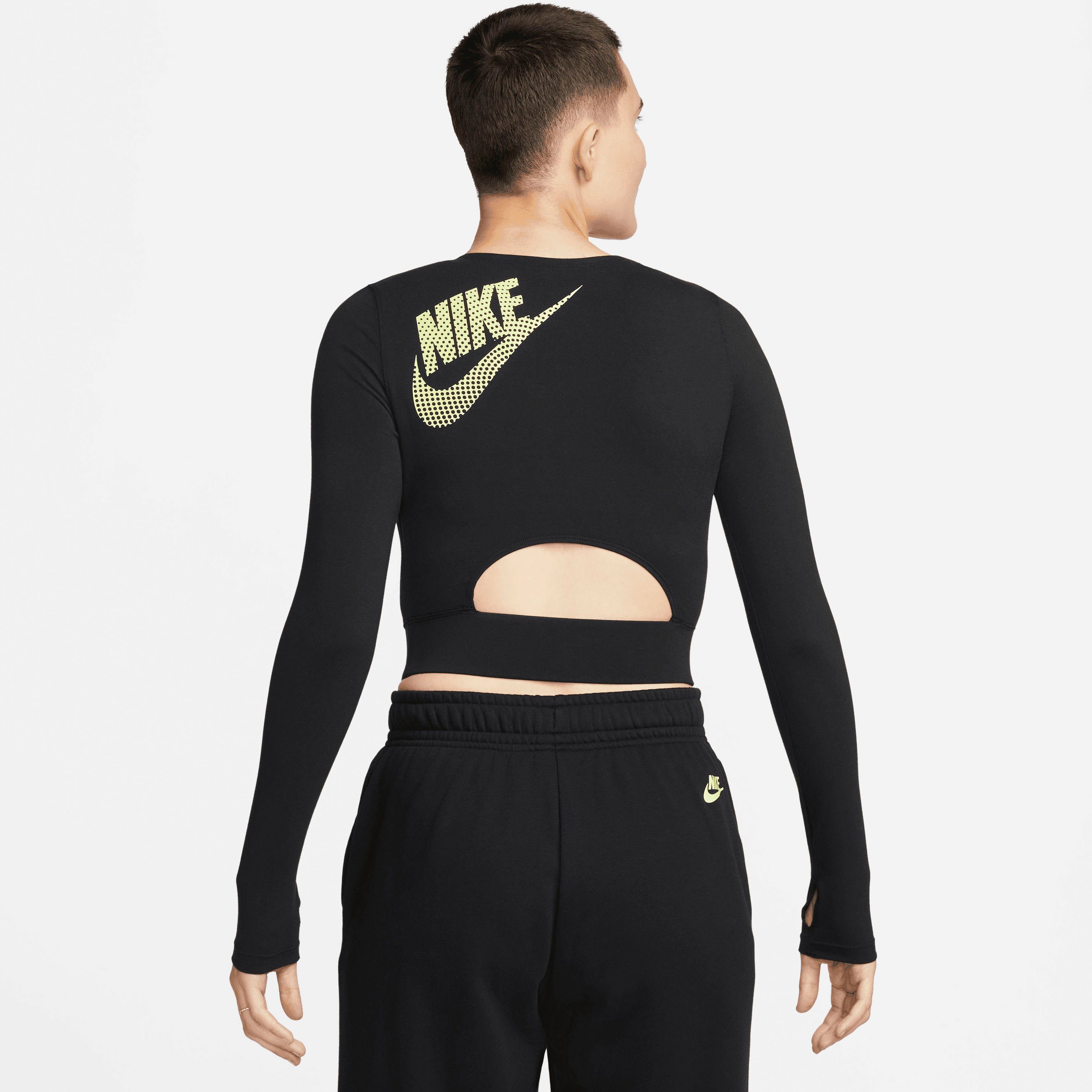 Nike Sportswear Langarmshirt W NSW DNC TOP CROP LS schwarz