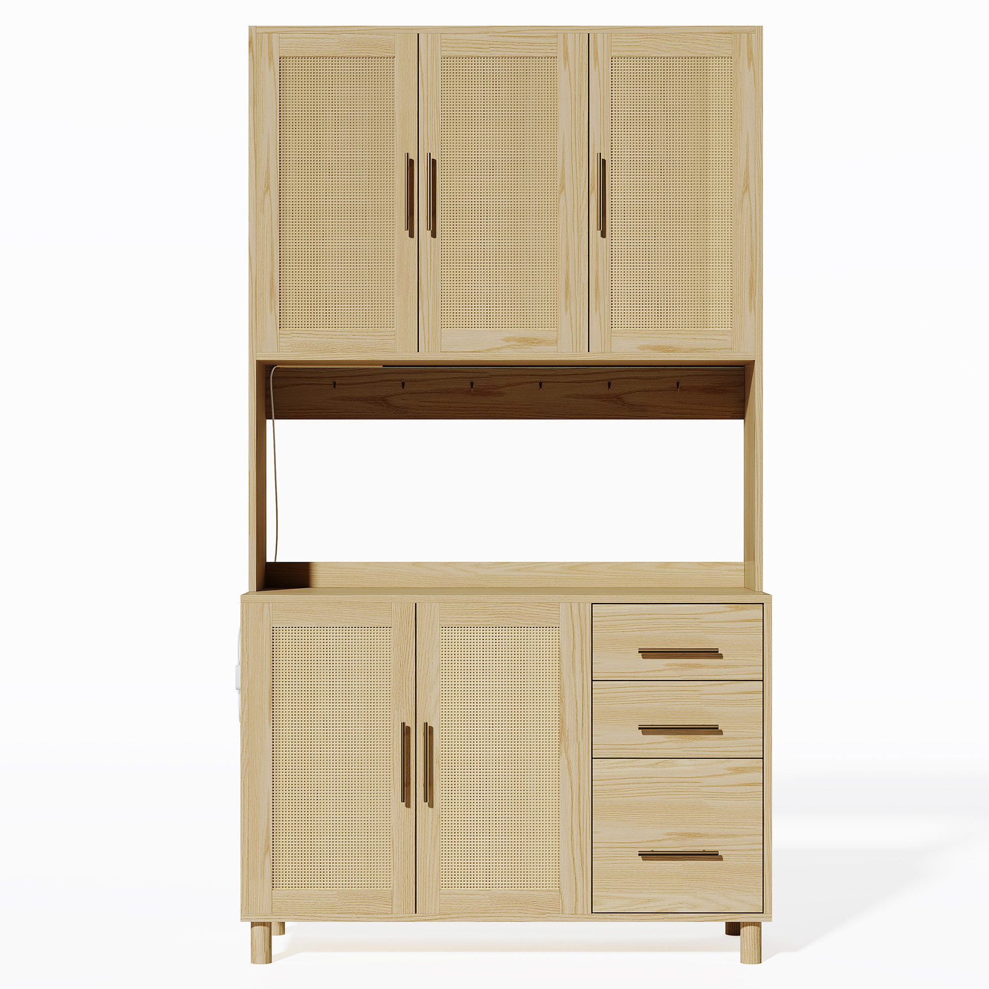 Odikalo Küchenbuffet Buffetschrank Sideboard Schubladen Natur/Schwarz günstig online kaufen