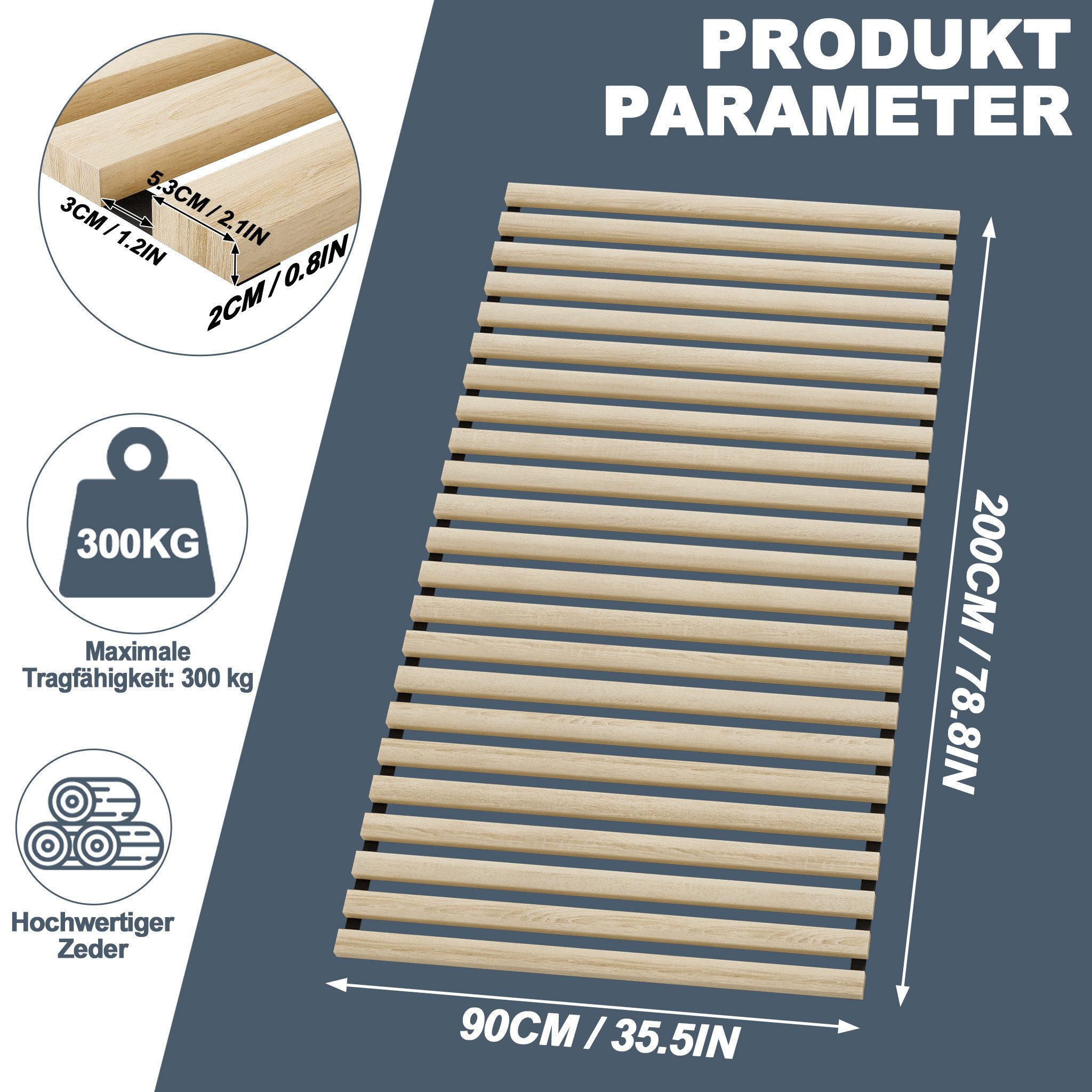 Lattenrost Rollrost Faltbare Rolllattenrost aus Zederholz mit 23 Leisten, F günstig online kaufen