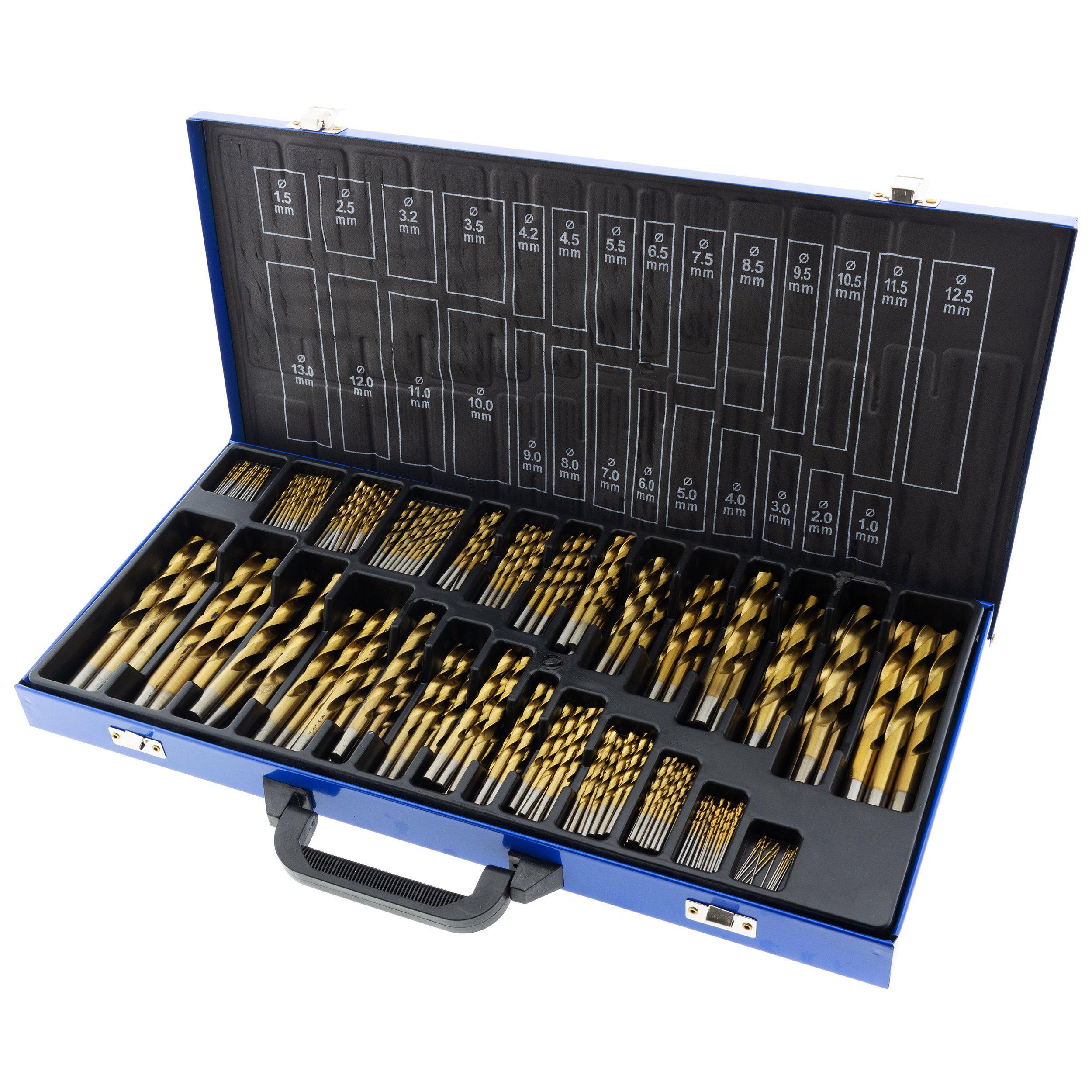 HSS mm 338 Set Bohrersatz 230-tlg. Spiralbohrer DIN Toolchest titannitriert 1-13 Premium