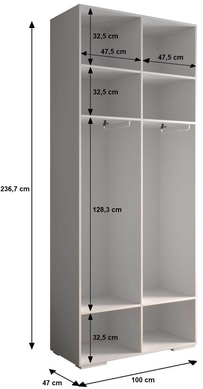 ABIKS MÖBEL Kompaktgarderobe INOVA 3 SATZ 14 Möbelset, Garderobe mit Kleiderstange und Regalen