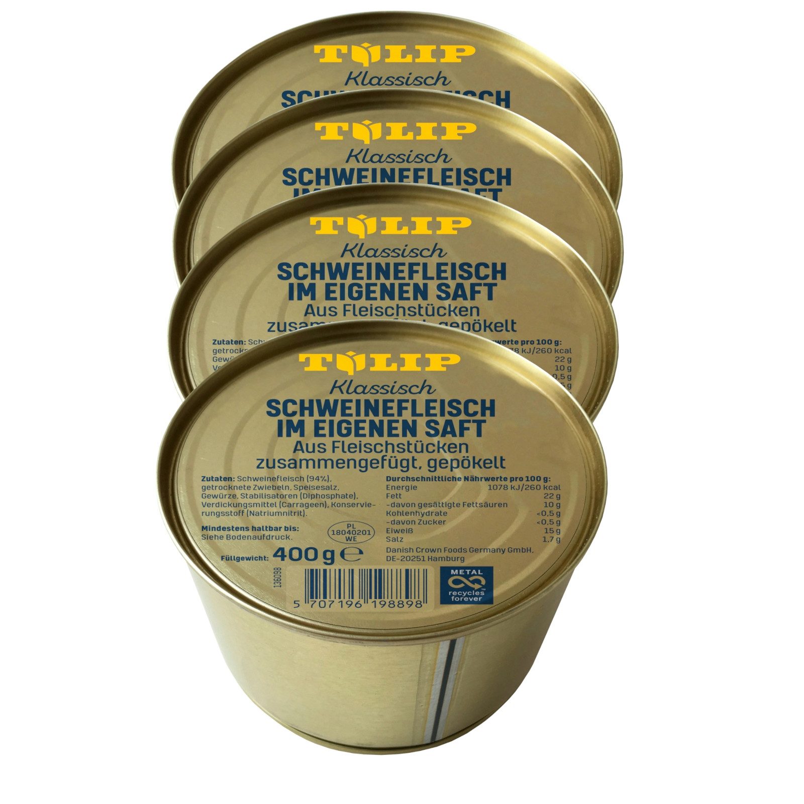 TULIP Wurstkonserve Schweinefleisch im eigenen Saft 400g Fleisch Schwein Frühstücksfleisch