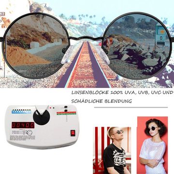 BEARSU Retrosonnenbrille »Hippie Sonnenbrille Damen rund Vintage Verspiegelte Polarisierte Herren steampunk Party Brille mit UV-400 Schutz für Reisen und Radfahren« (1-St)