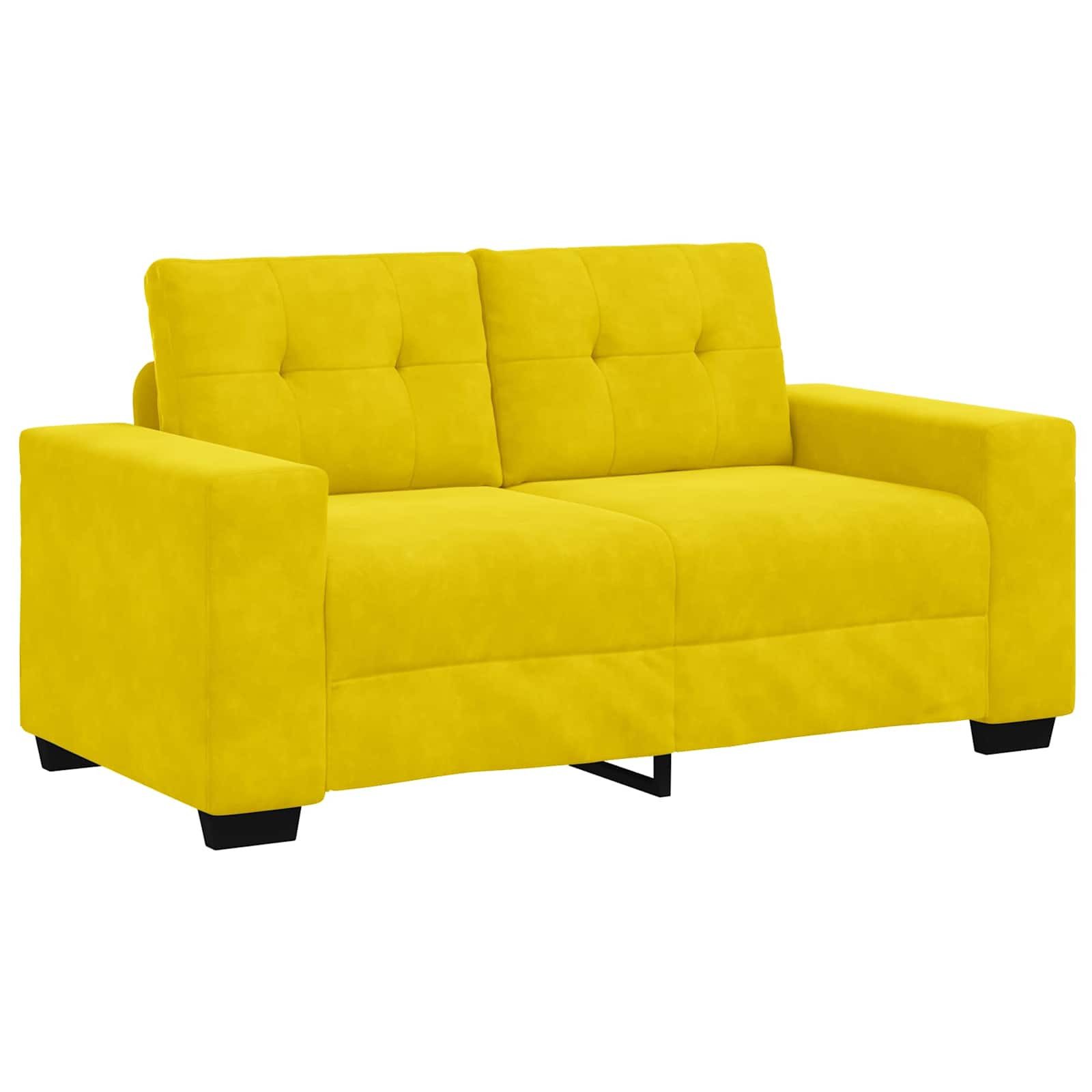 vidaXL Sofa, Zweisitzer-Sofa, mit Kissen Gelb Samt, 1 Teile