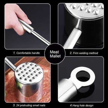 GLIESE Fleischklopfer Edelstahl Hammer zum Klopfen von Fleisch, spülmaschinengeeignet