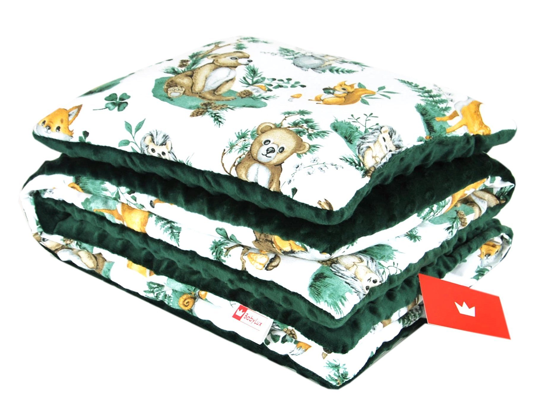 Kinderdecke BABYLUX Babydecke MINKY 2Set Kuscheldecke Decke 75 x 60cm Kinderwagen, BabyLux, MP123 - Grün + Wald Tiere – Bild 3 von 3