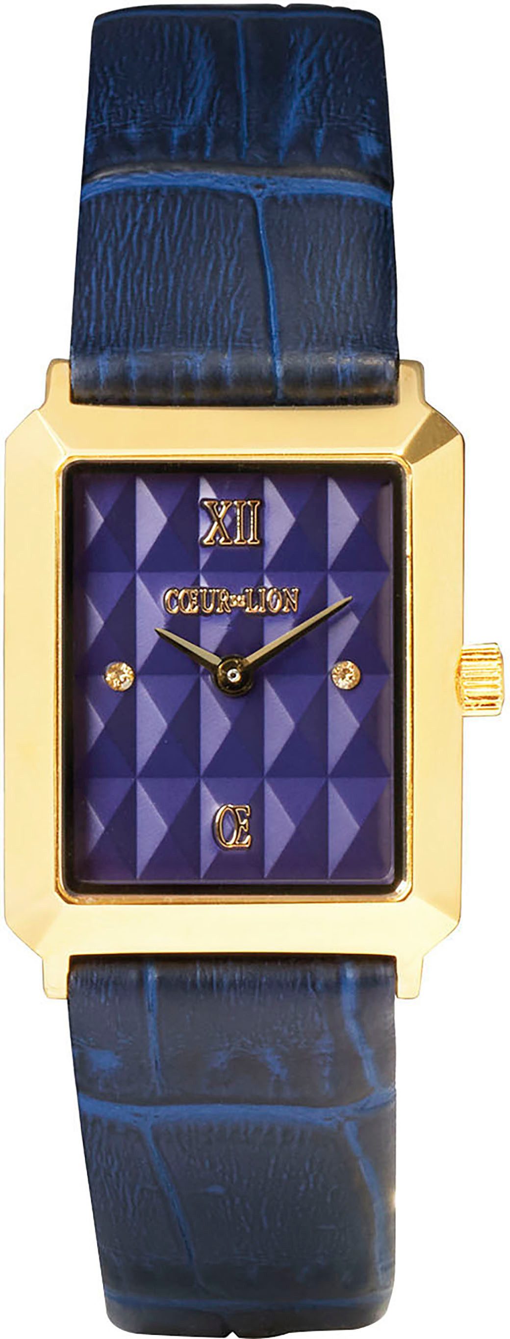 COEUR DE LION Quarzuhr Iconic Spikes 7672/71-0716, Armbanduhr, Damenuhr, Lederarmband, analog, Swarovski®-Kristalle
