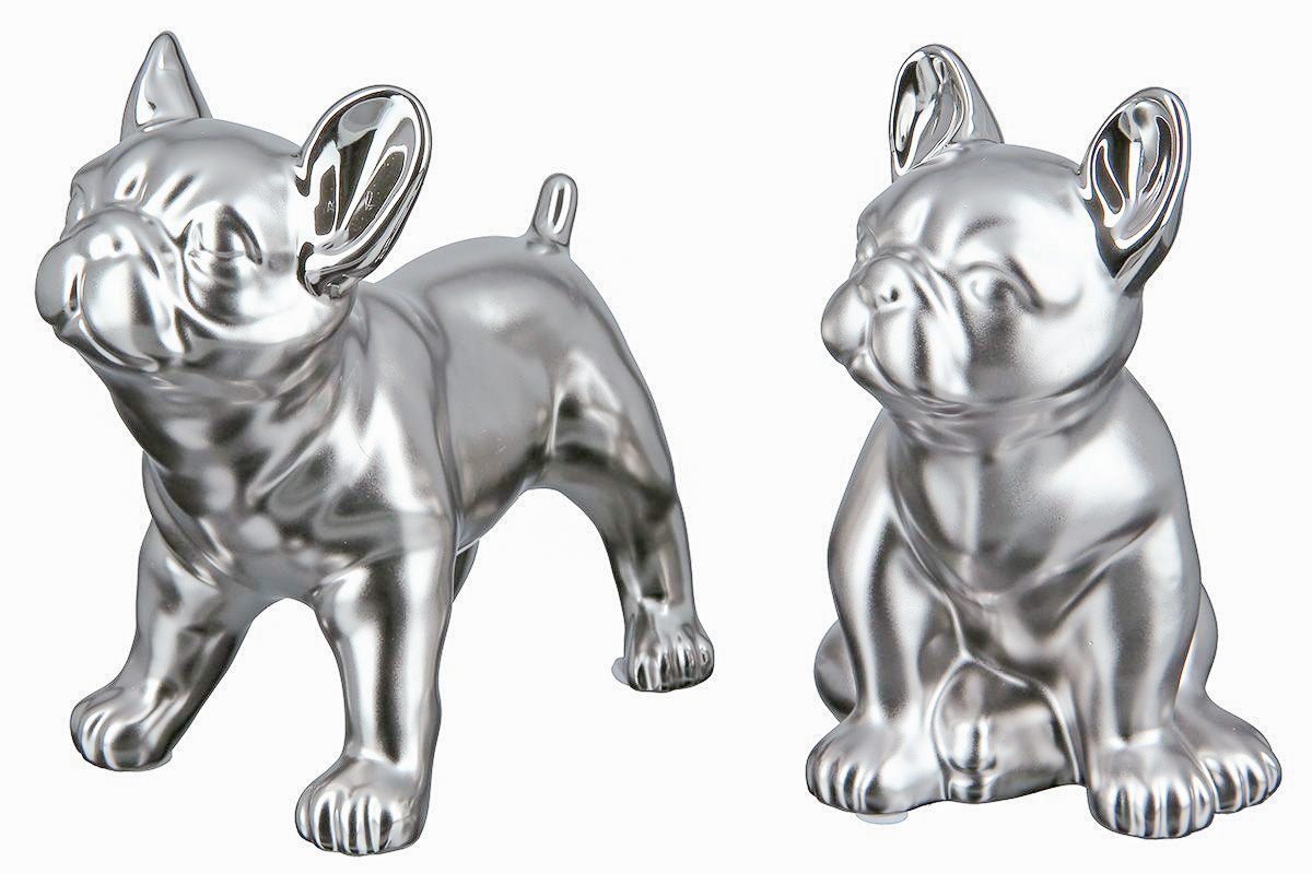 Französische Bulldogge GOLD 35 cm x 32 cm groß Designer Deko