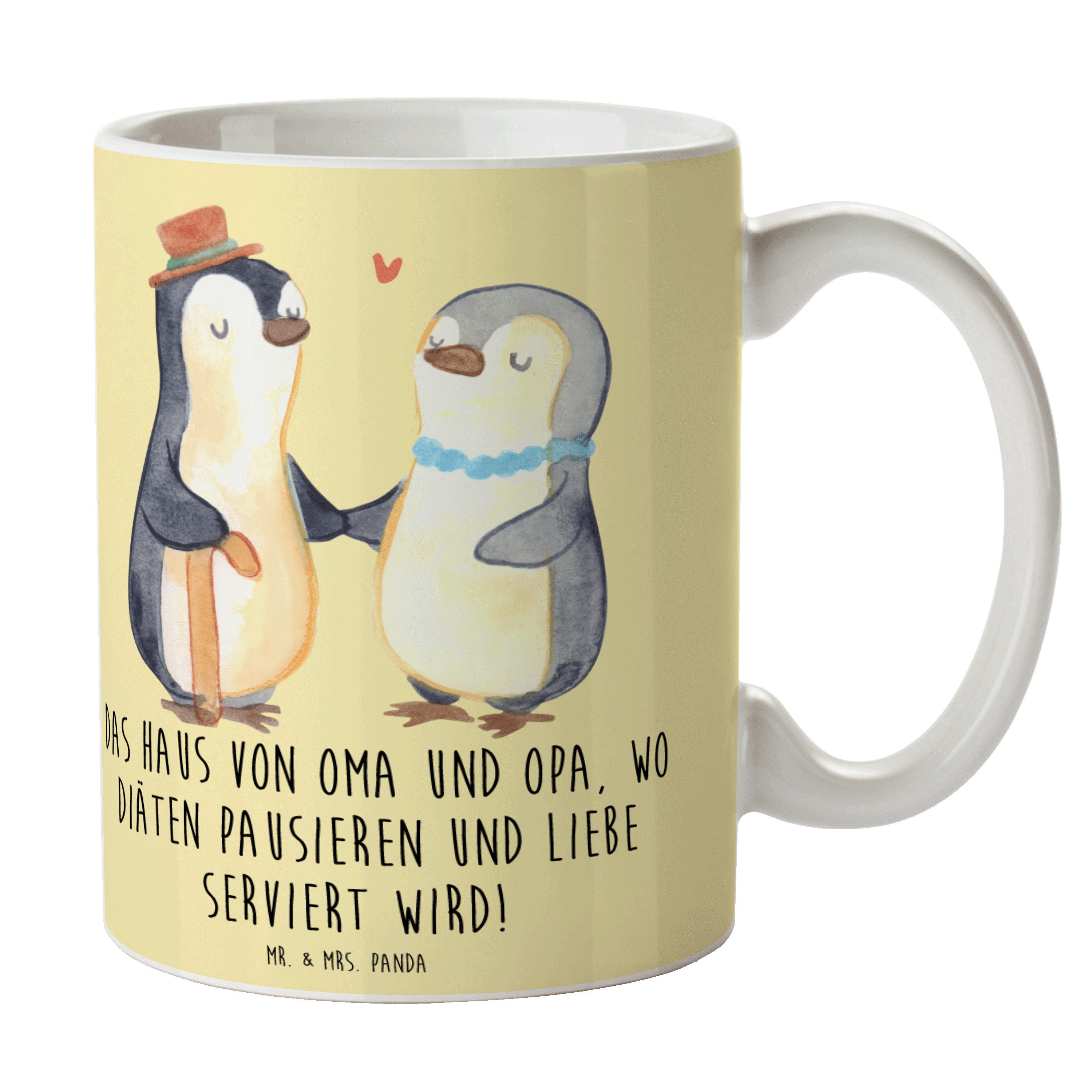 Mr. & Mrs. Panda Tasse Großelternliebe, Kaffeetasse, Gelb Pastell, Weisheit, Großeltern, Bec, Keramik, Bürobecher Keramiktasse Oma