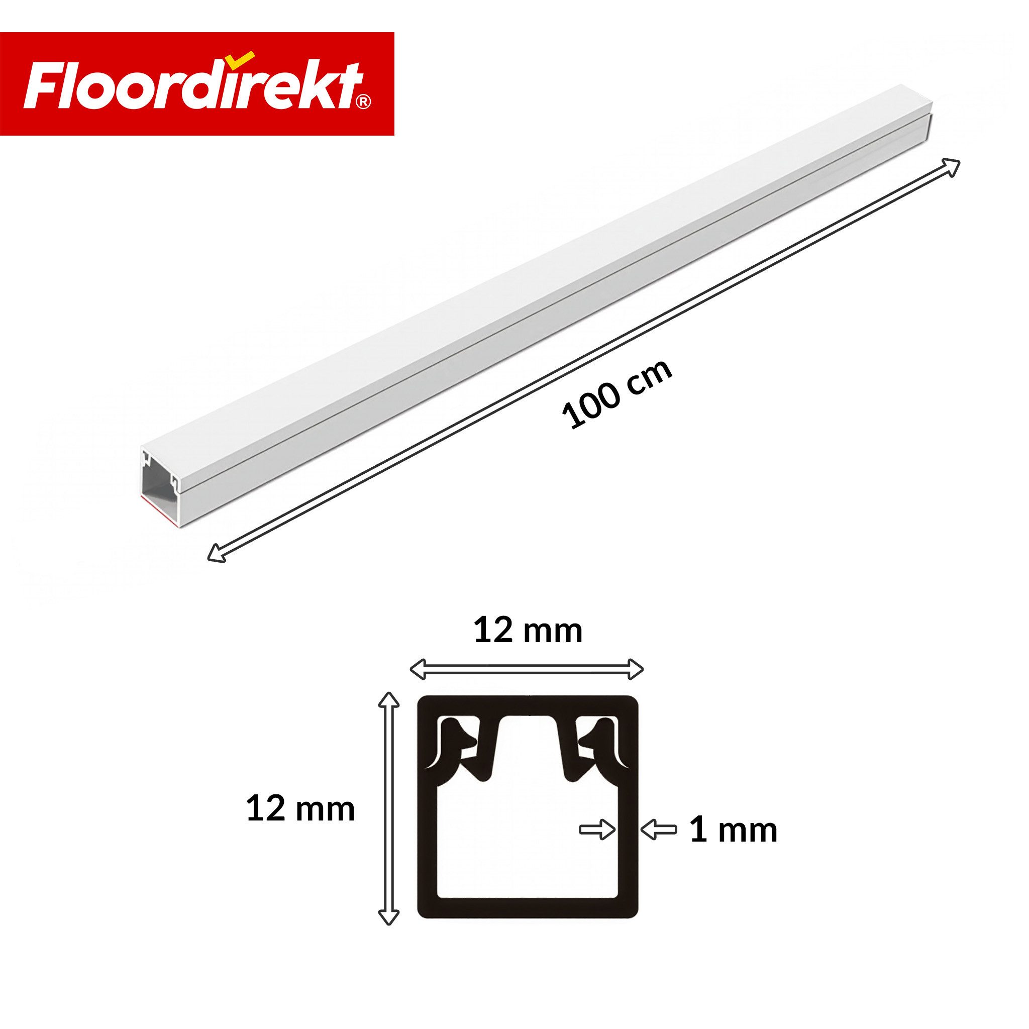 Floordirekt Kabelkanal Oskar selbstklebend 10 x 1 m, Kabelleiste Weiß für TV Wand (Kabelführung ideal im Wohnzimmer und Büro, Kabelabdeckung für Homeoffice Schreibtisch), weiß, verschiedene Größen