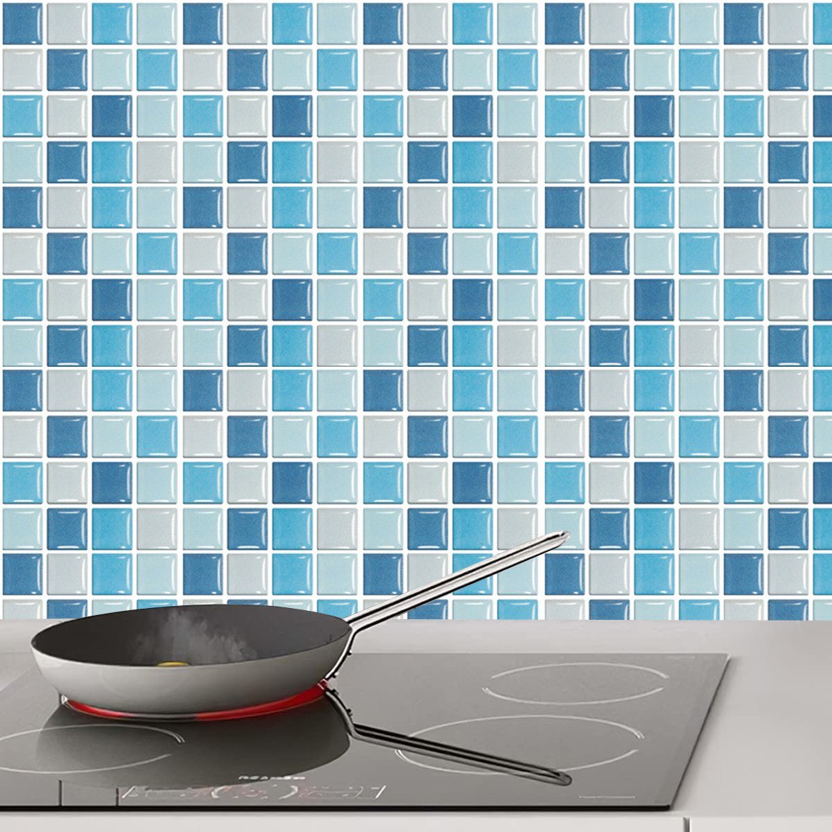 Jormftte Wandtattoo Mosaik Fliesenaufkleber Wandfliese 4 Aufkleber,für Küche Mehrfarbig und Bad