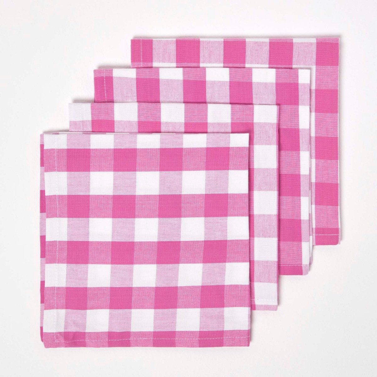 Homescapes Stoffserviette Pink karierte Stoffservietten aus Baumwolle im 4er Pack