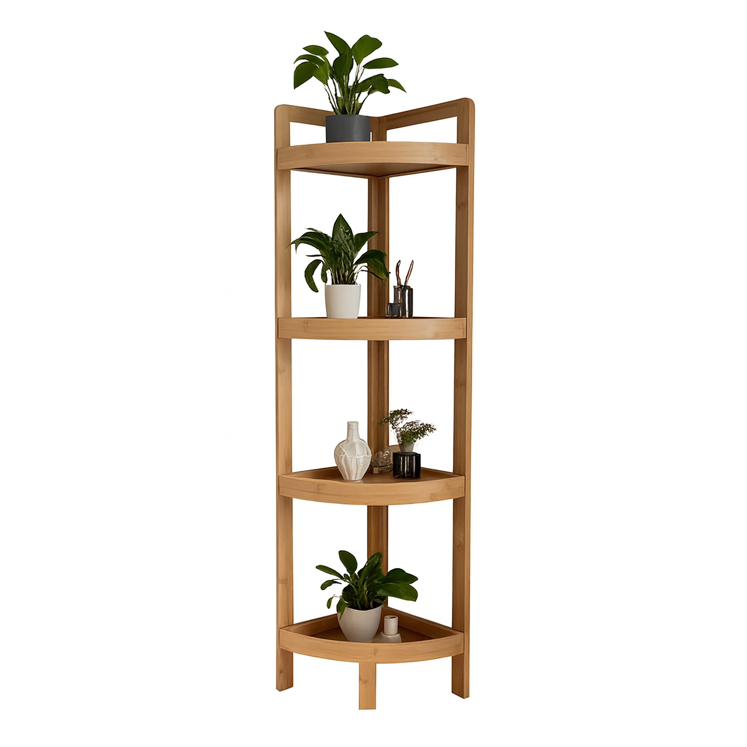 relaxdays Eckregal Bambus Eckregal mit Ablagen, günstig online kaufen