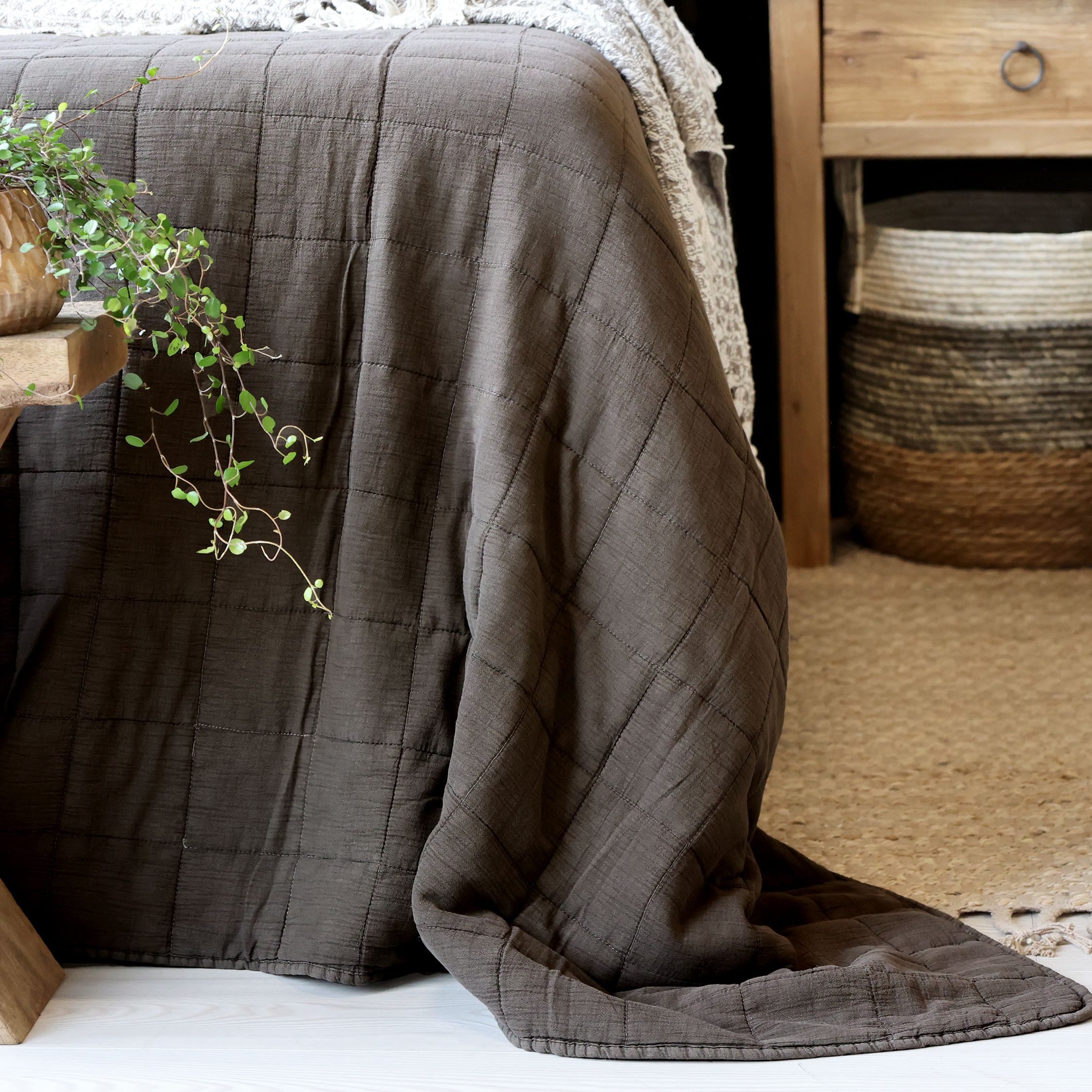 Chic Antique Tagesdecke Aix Quilt Tagesdecke Vintage L240/B240 cm mokka günstig online kaufen