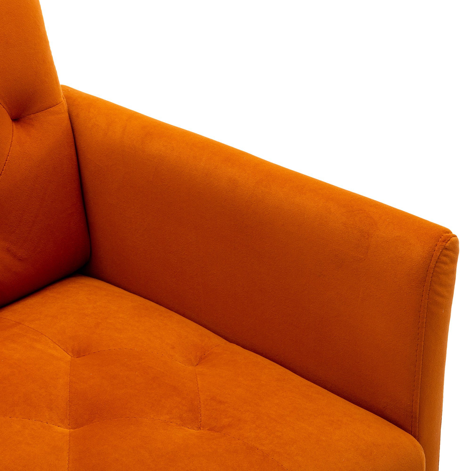 Ulife Orange Ohrensessel Loungesessel,Polsterstuhl,Wohnzimmerstuhl,mit Samt Metallbeinen,