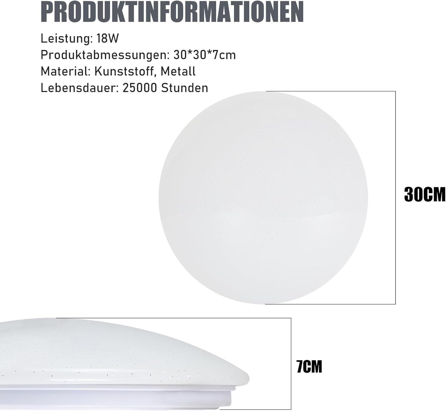ZMH LED Deckenleuchte Moderne 28/30cm Wohnzimmer Schlafzimmer Flur lampe CCT, 6000K, LED fest integriert, Kaltweiß, Sternhimmel 18w
