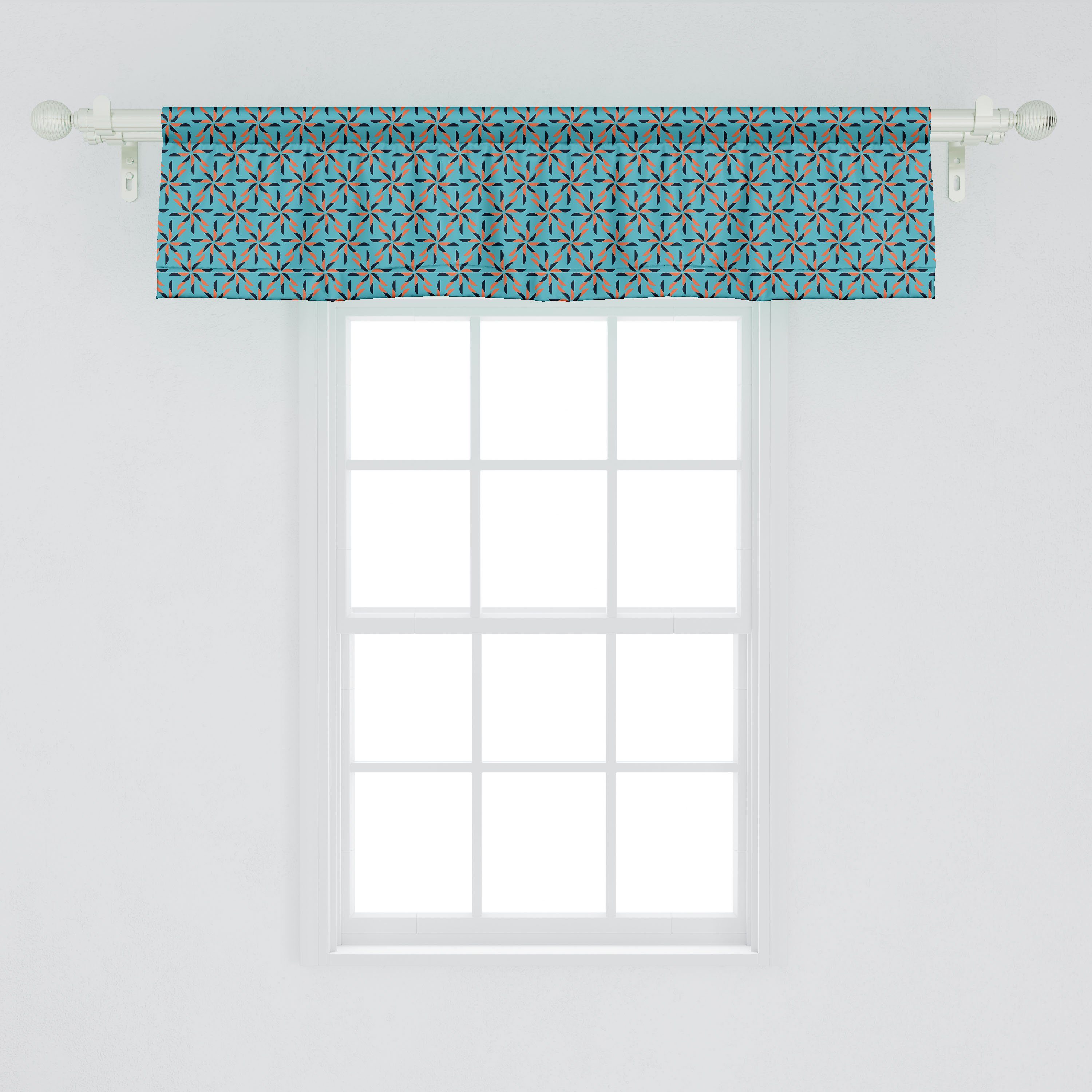Schlafzimmer Microfaser, Blumen-Patterned Abakuhaus, für mit Küche Vorhang Stangentasche, Volant Geometrisch Dekor Scheibengardine
