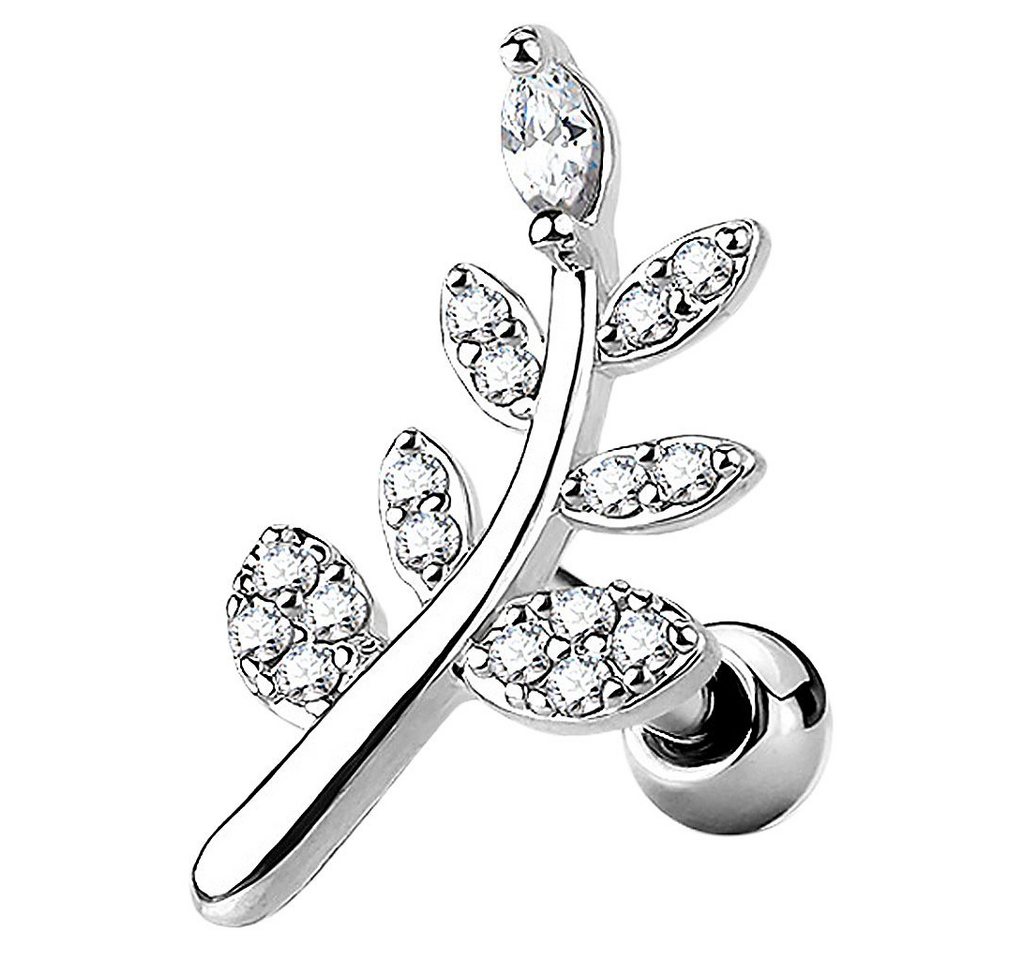 Taffstyle Piercing-Set Helix Tragus Ohrpiercing Stecker Kristall Blatt Chirurgenstahl (Feiner Strass Blatt Ohrstecker mit Kristallen aus 316L Chirurgenstahl)