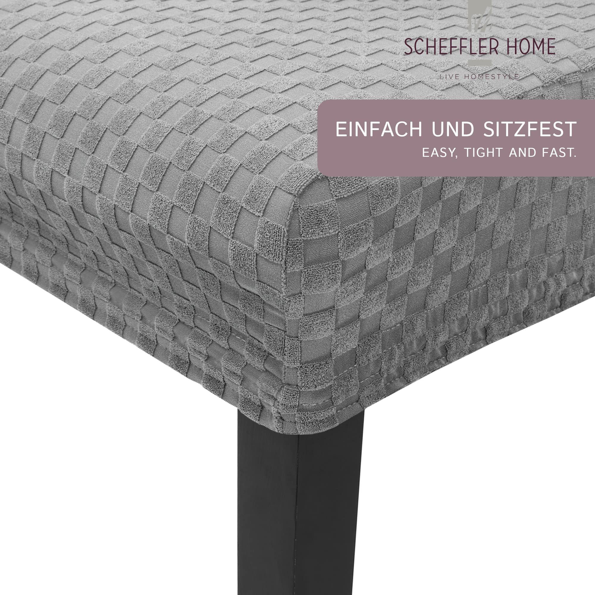 sh SCHEFFLER-HOME LIVE HOMESTYLE Stuhlhusse Moderner Stuhlbezug "Emil" aus Flanell, abnehmbarer & waschbarer Spannbezug für Stühle
