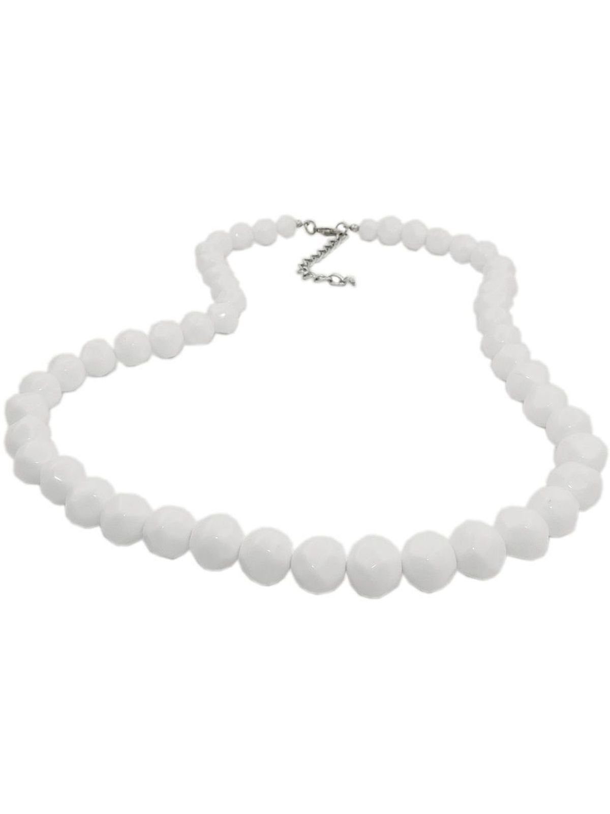Gallay Perlenkette 10mm nicht ganz runde Kunststoffperlen weiß-glänzend 45cm (1-tlg)