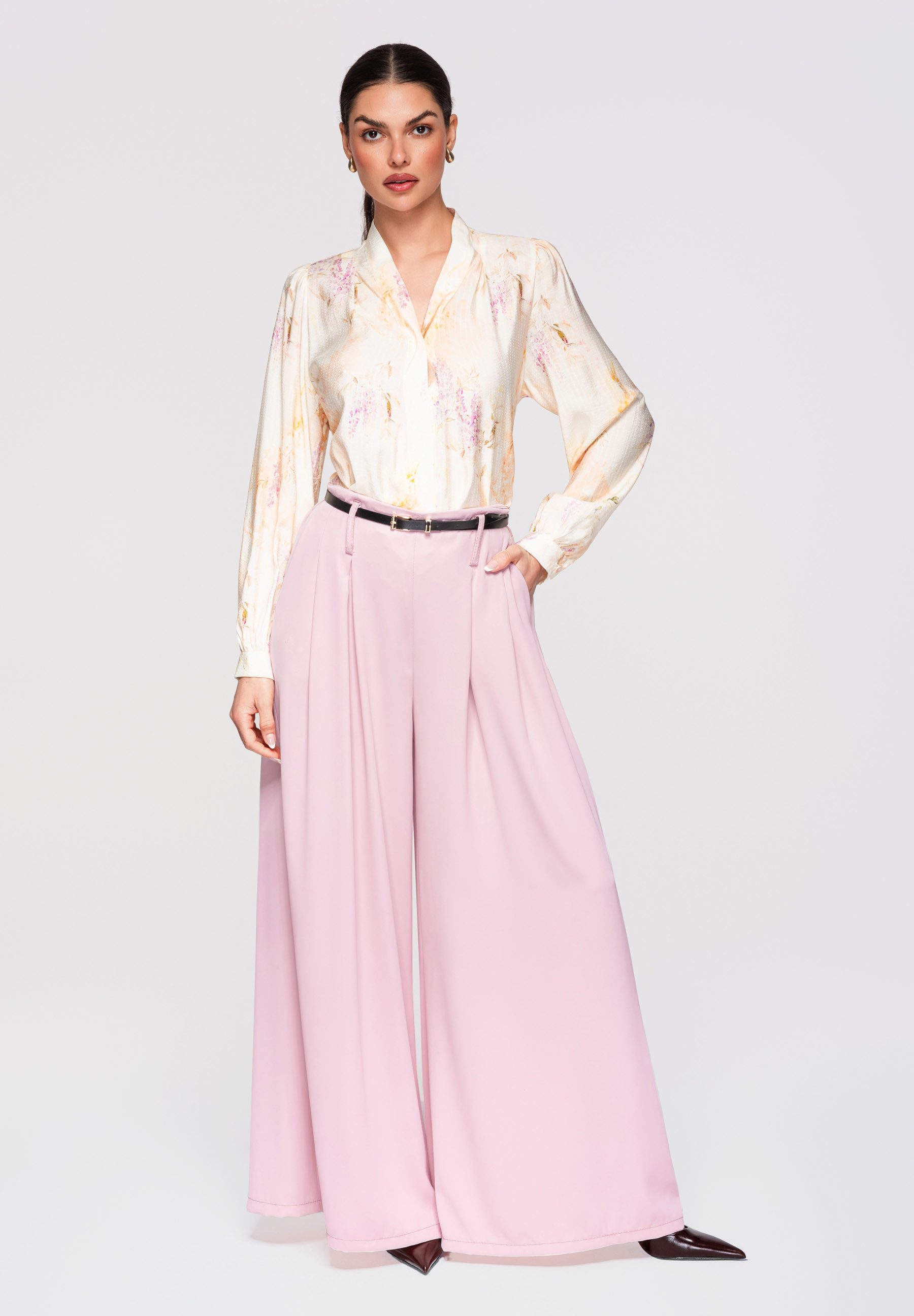 OMBRE Palazzohose Pants OW-PACP-0100 V-1 pink ONESIZE Pink ONESIZE (kein Set, 1-tlg) Passe vorne