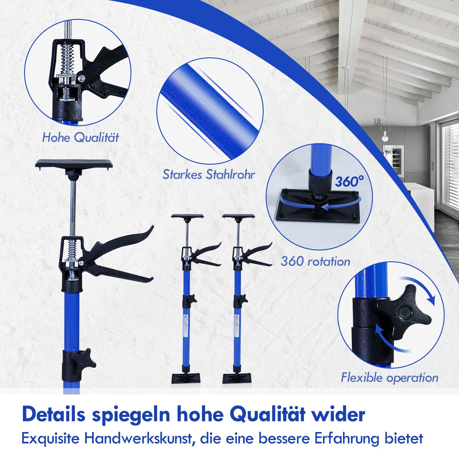 CCLIFE Klemmen Deckenstütze Montagestütze Einhandstütze Bis 30 kg, (2-St) – Bild 3 von 5