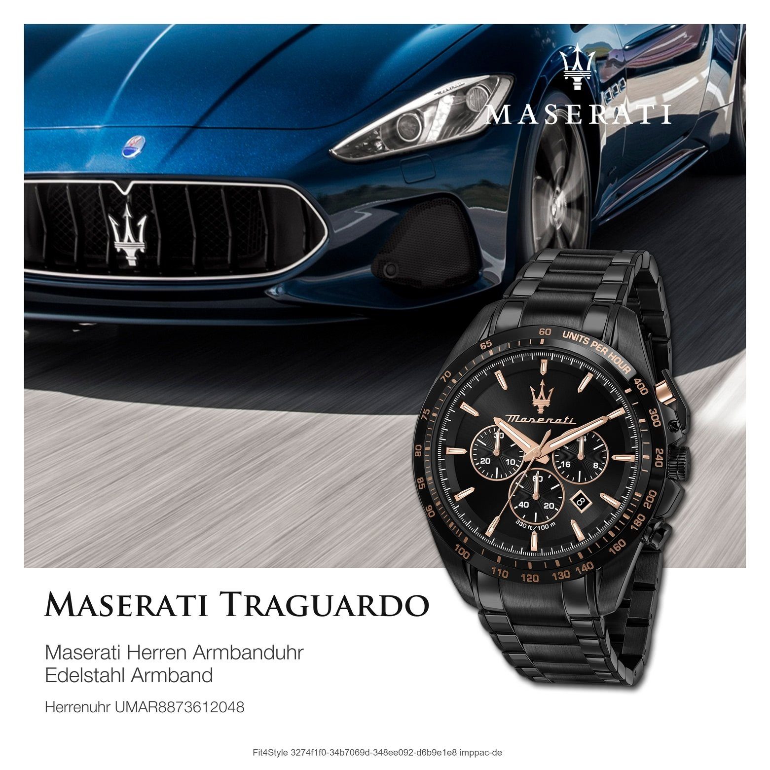 MASERATI Maserati Edelstahlarmband, rund, Chronograph groß 45mm) Chronograph, (ca. Herrenuhr Made-In Italy Herrenuhr