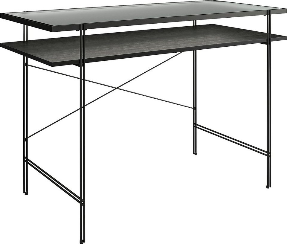 Dorel Tischplatte aus Metall, Wainwright Gestell Schreibtisch cm Breite (1-St), aus 110 Home Glas,