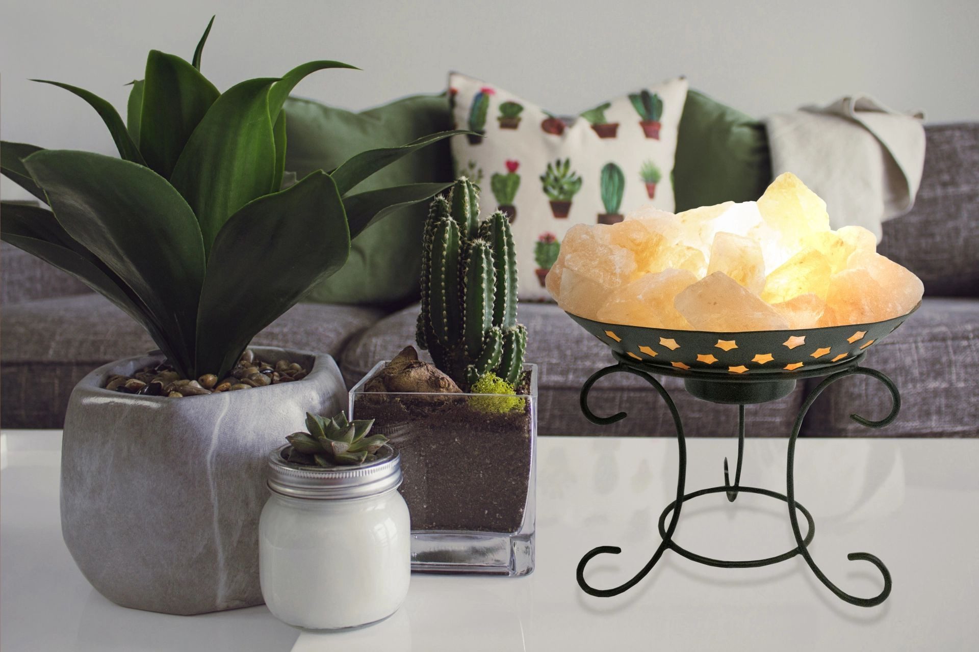 GLOBO LIGHTING Salzkristall-Tischlampe STONE, ohne Leuchtmittel, günstig online kaufen