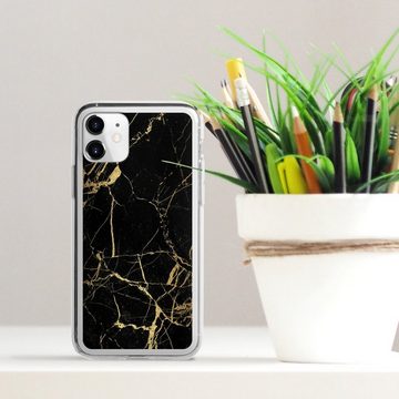 DeinDesign Handyhülle Marmor schwarz Muster BlackGoldMarble Look, Apple iPhone 11 Silikon Hülle Bumper Case Handy Schutzhülle