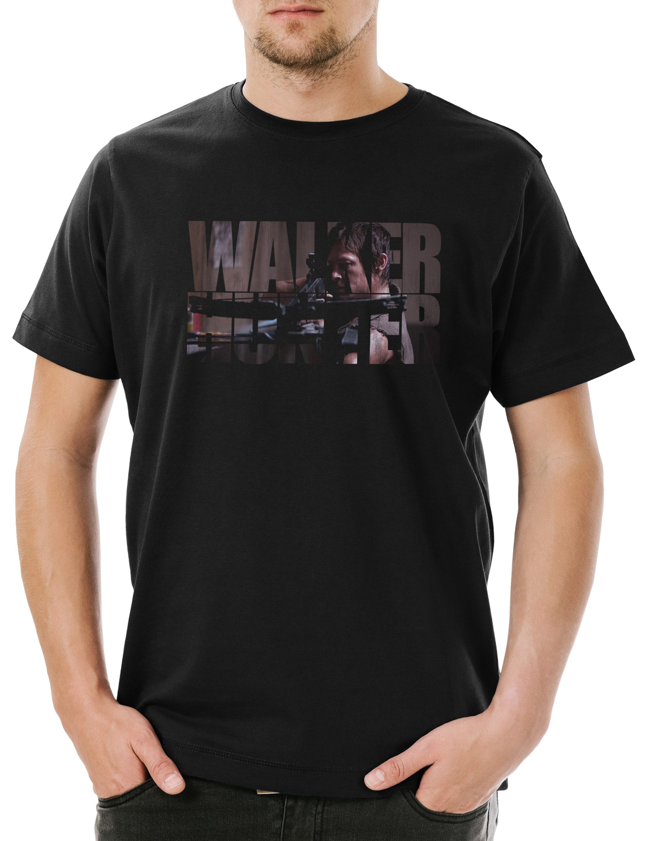 Urban Backwoods Print-Shirt Hunter II Daryl Dixon Herren T-Shirt Beißer The Walking Zombie Living (1-tlg) Day Michonne Dead TV