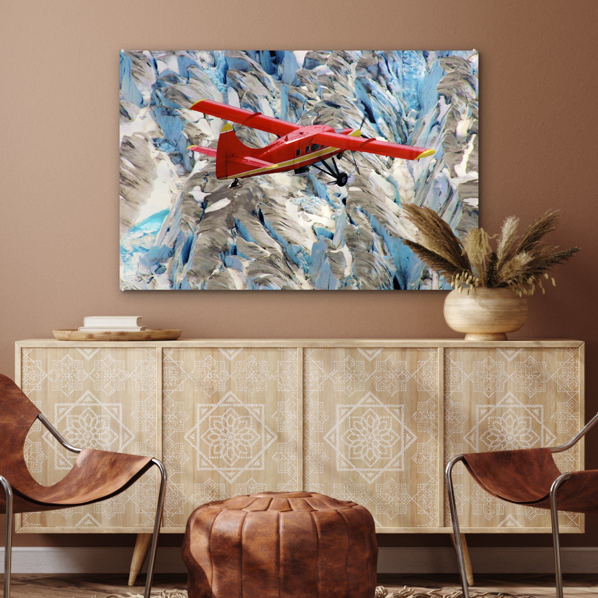 Fliegen & Acrylglasbilder - Acrylglasbild St), Flugzeuge Schlafzimmer Gletscher, MuchoWow Wohnzimmer - (1