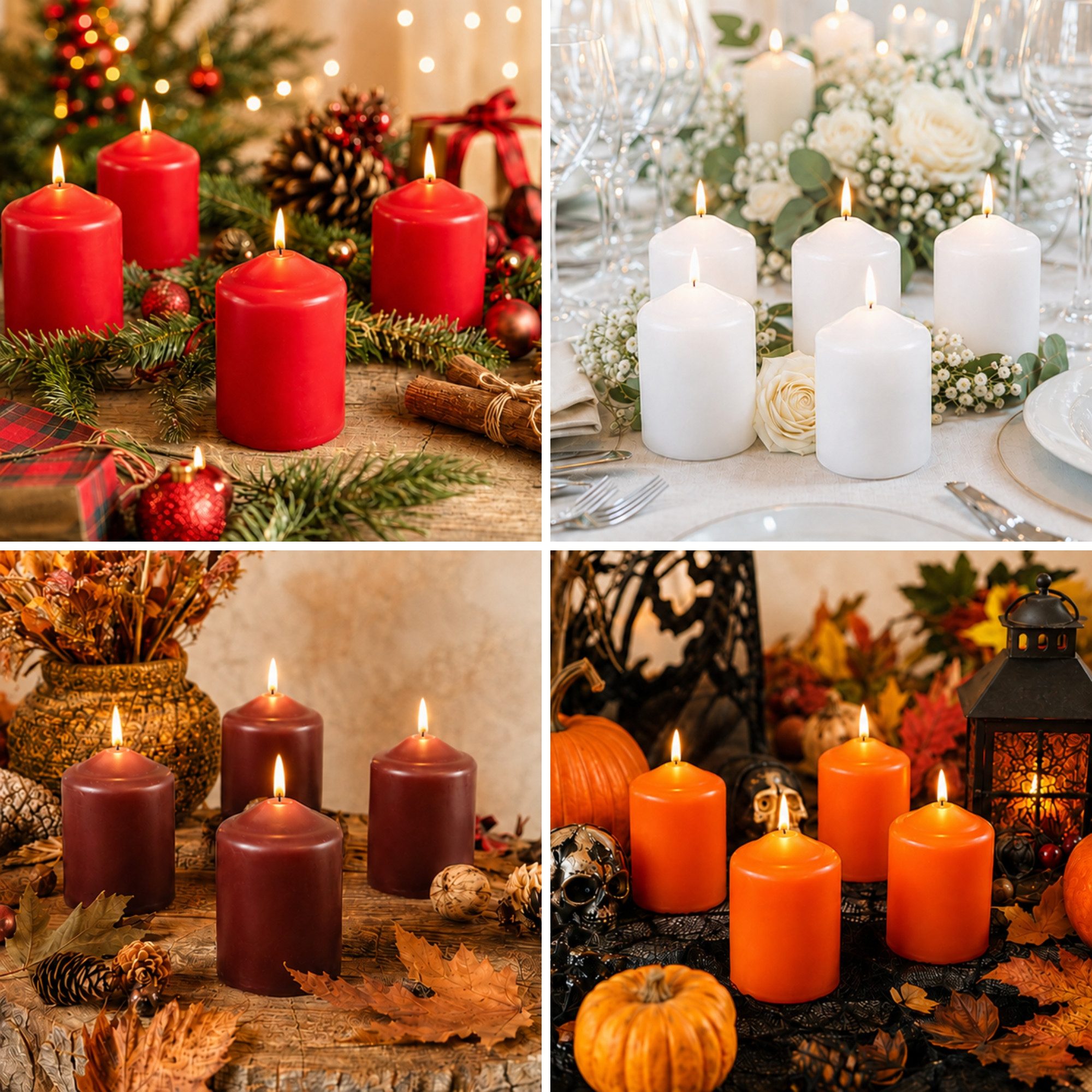HS Candle Stumpenkerze Set kompakt und unparfümiert, Ø4cm x H6 cm (6-tlg., Dekolicht), bis zu 7h Brenndauer je Kerze, Wachsmischung, Made in EU – Bild 5 von 5
